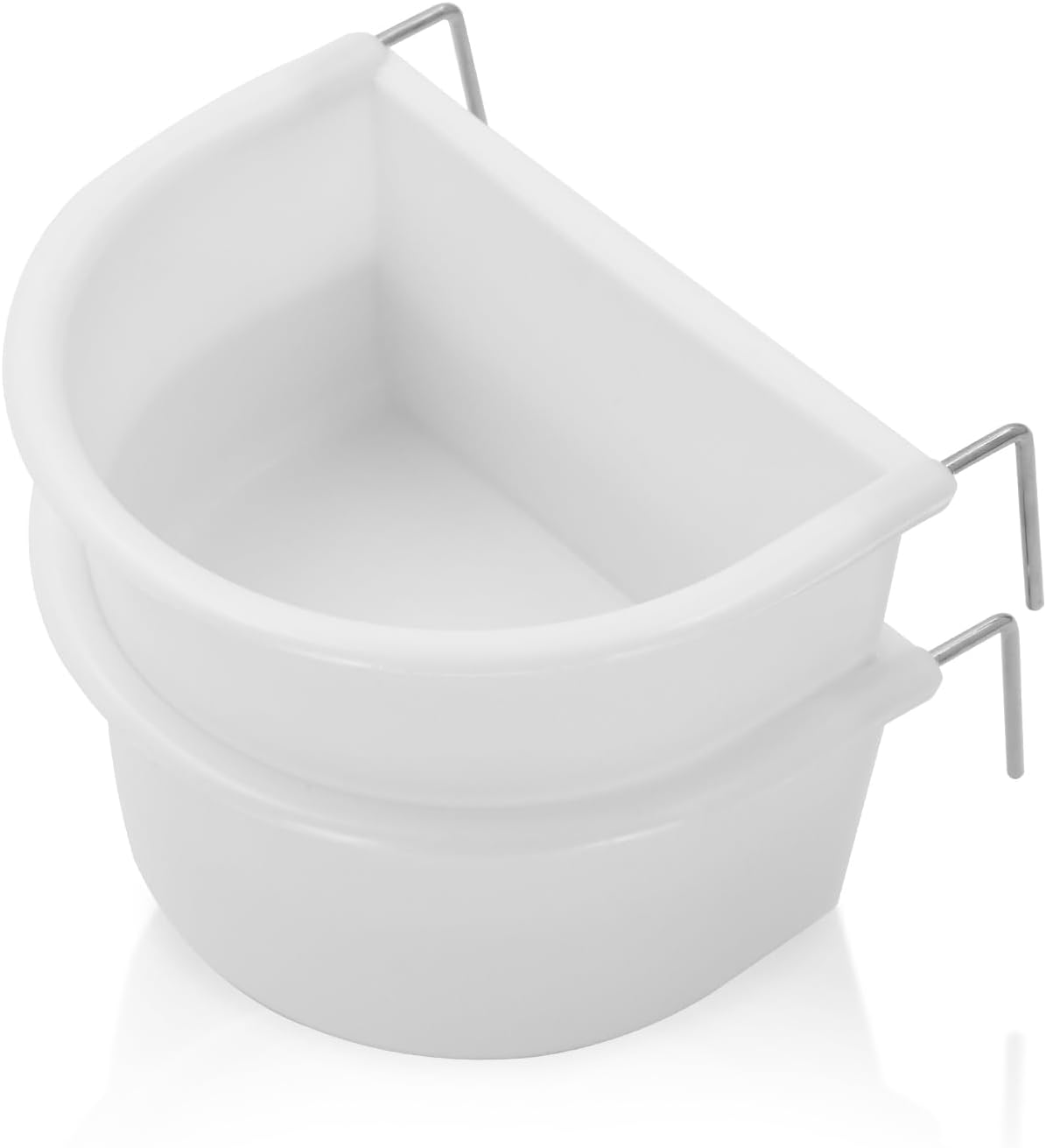 4 Pcs D Shape Plastic Bird Feeder Bowl with Hook Hanging for Parrot Parakeet Cockatiel Budgie Cage Accessories image number 1