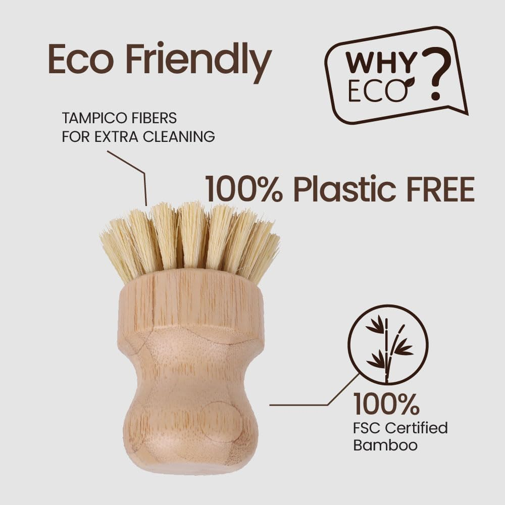 White Magic Eco Basics Plastic Free Pot Brush,Brown image number 4
