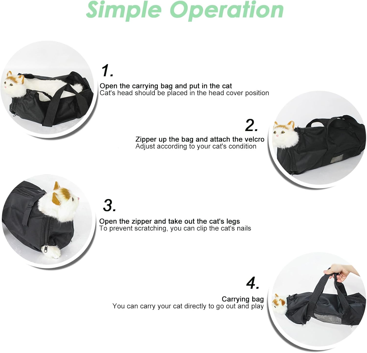 Cat Grooming Bag, Pet Mesh Bath, Durable, Multifunctional, Breathable, Restraint Cat Bag for Bathing, Injecting, Examining Nail Cutting image number 2