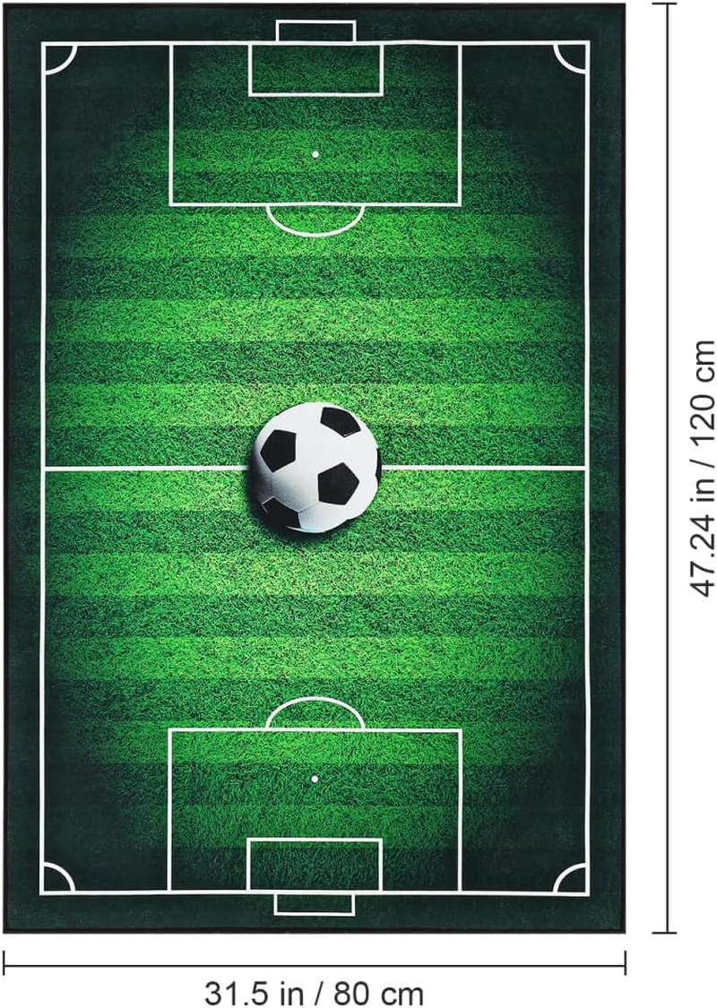 GANAZONO Soccer Area Rug Football Field Kids Play Carpet Home Decor Kids Rug Soccer Field Rug Carpet for Boys Bedroom image number 2