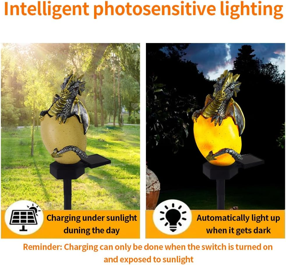 YZYOE Solar Energy Dragons Pet Light, Garden Decoration Resin Cute Animal Ground Lamp,Wireless Dusk to Dawn LED Sconce Lights Waterproof. image number 2