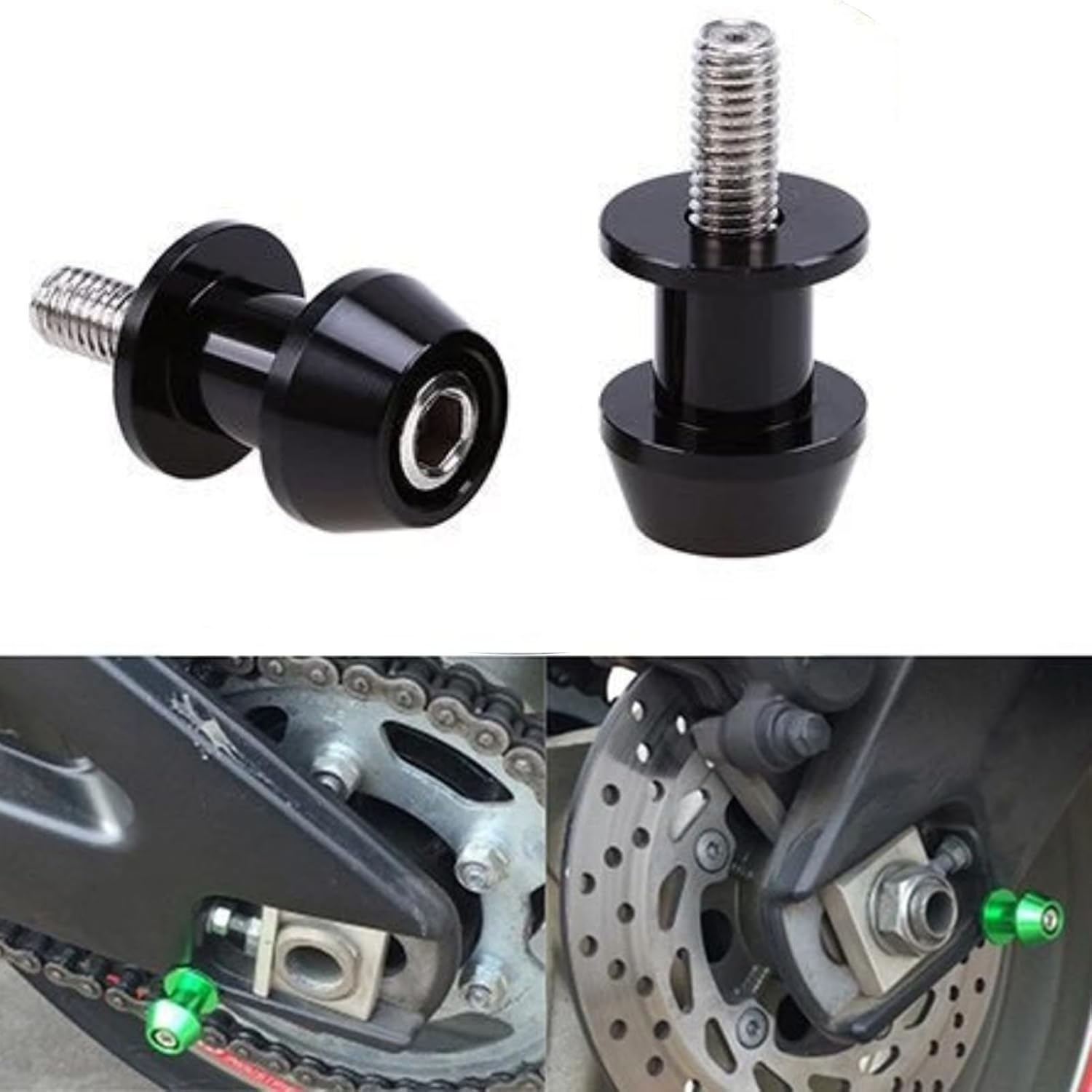 Swing Arm Spool 8/10Mm Motorcycle CNC Aluminium Alloy Swing Arm Spool Sliders Stand Swingarm Bobbins, Black, 10MM image number 6
