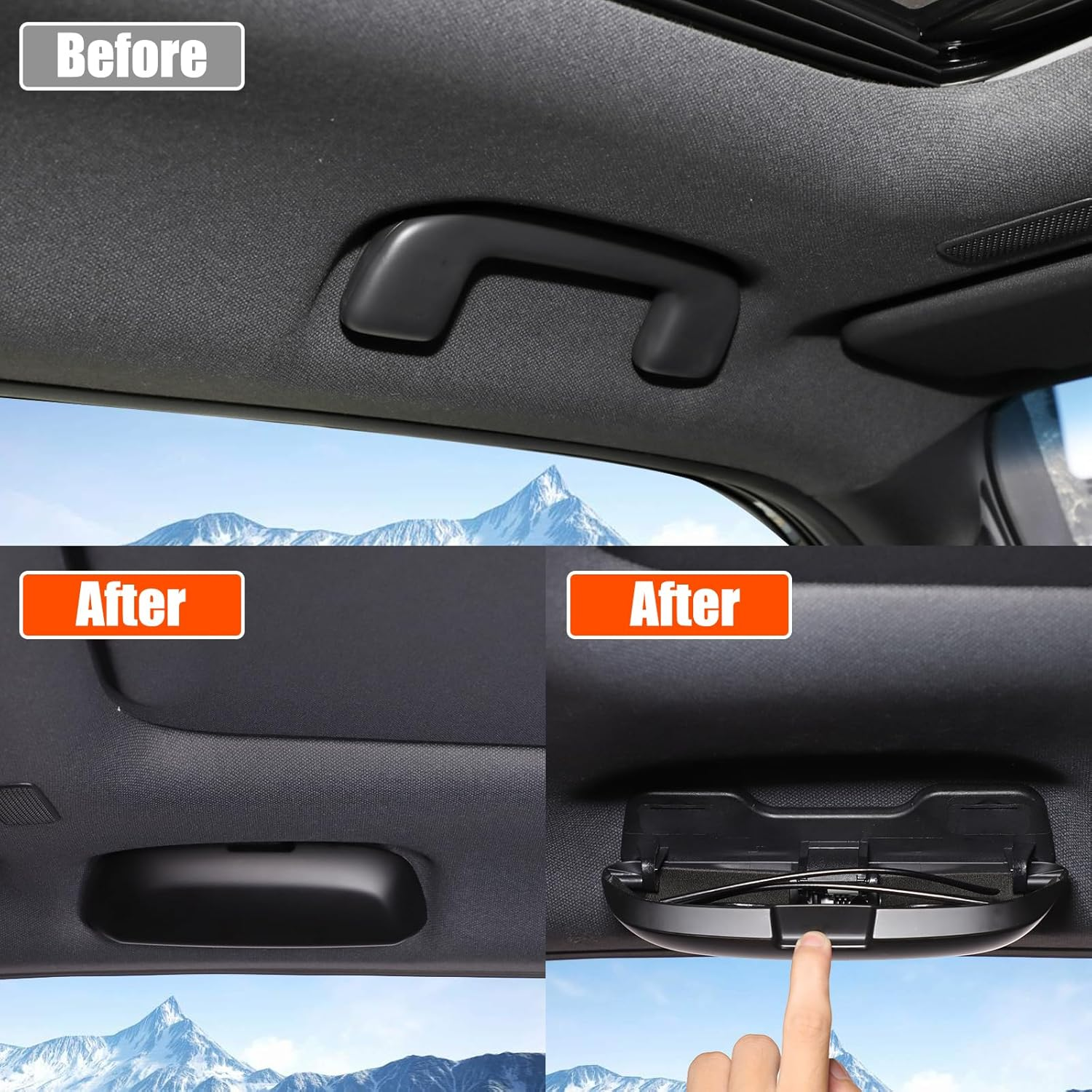 Heutamo Sunglasses Holders Compatible with Toyota Land Cruiser Prado 250 J250 LC250 2024 2025, ABS Glasses Holder Sunglasses Case Storage Box Replace for Overhead Roof Grab Handle (Black) image number 4