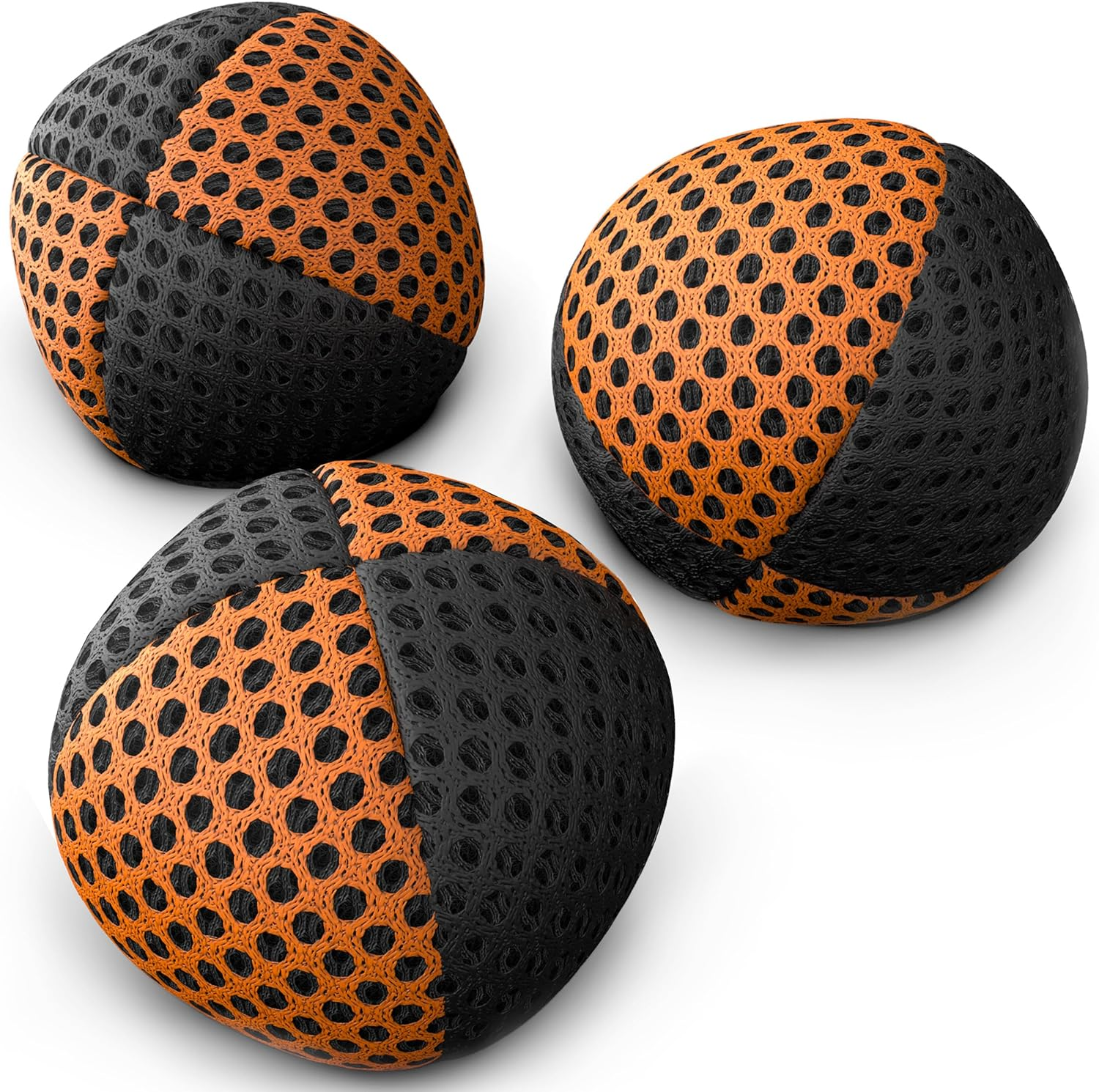 Juggling Balls for Beginners and Professionals Set of 3 Xballs, 2 Layers of Net and Carry Case, Juggle Balls for Adults and Kids (Black - Yellow, 650G)