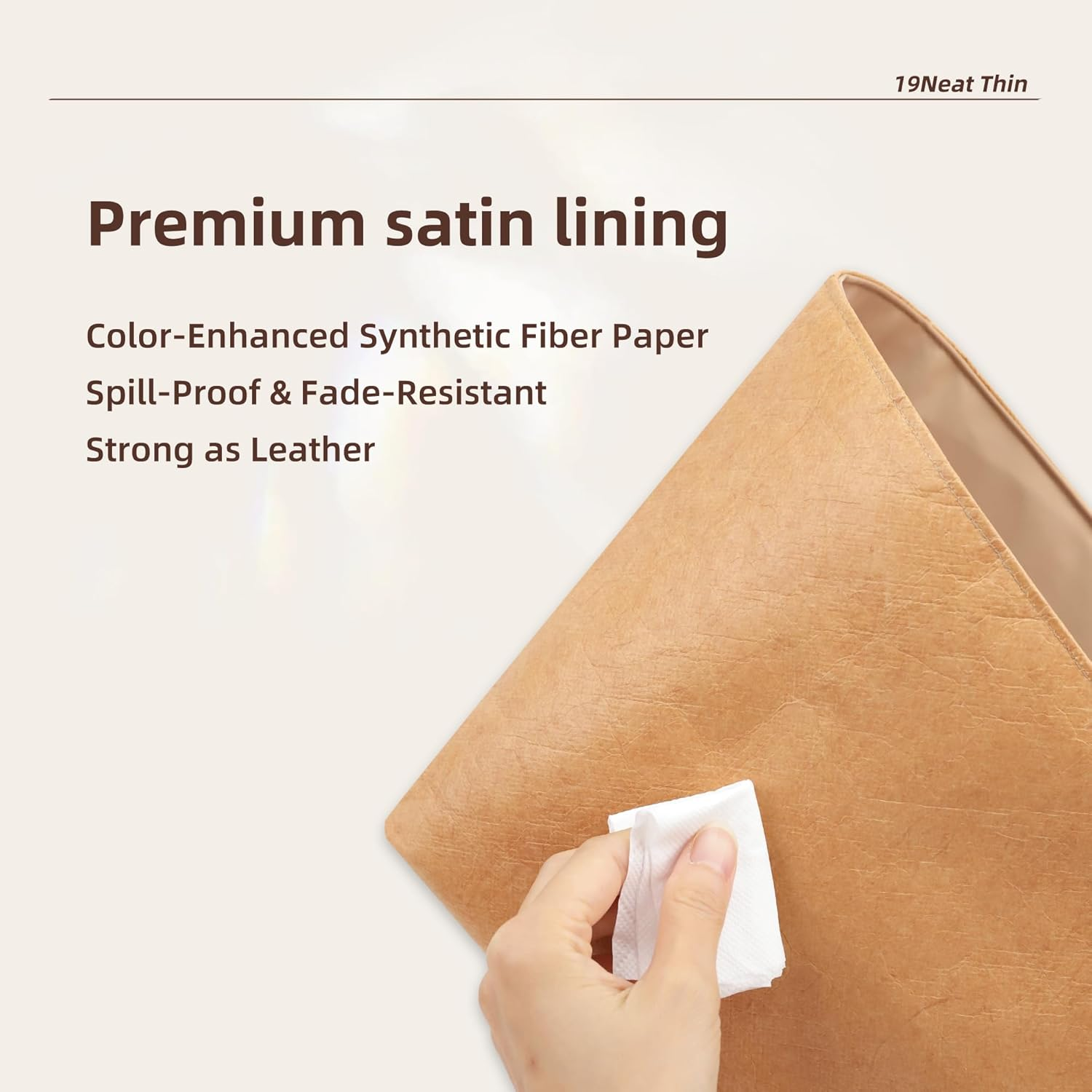 19 Neatthin Lightweight Purse Insert Fit for the Row N/S Parker Tote, Waterproof Dupontpaper Surface and Silky Satin Lining(Medium, Chai) image number 6