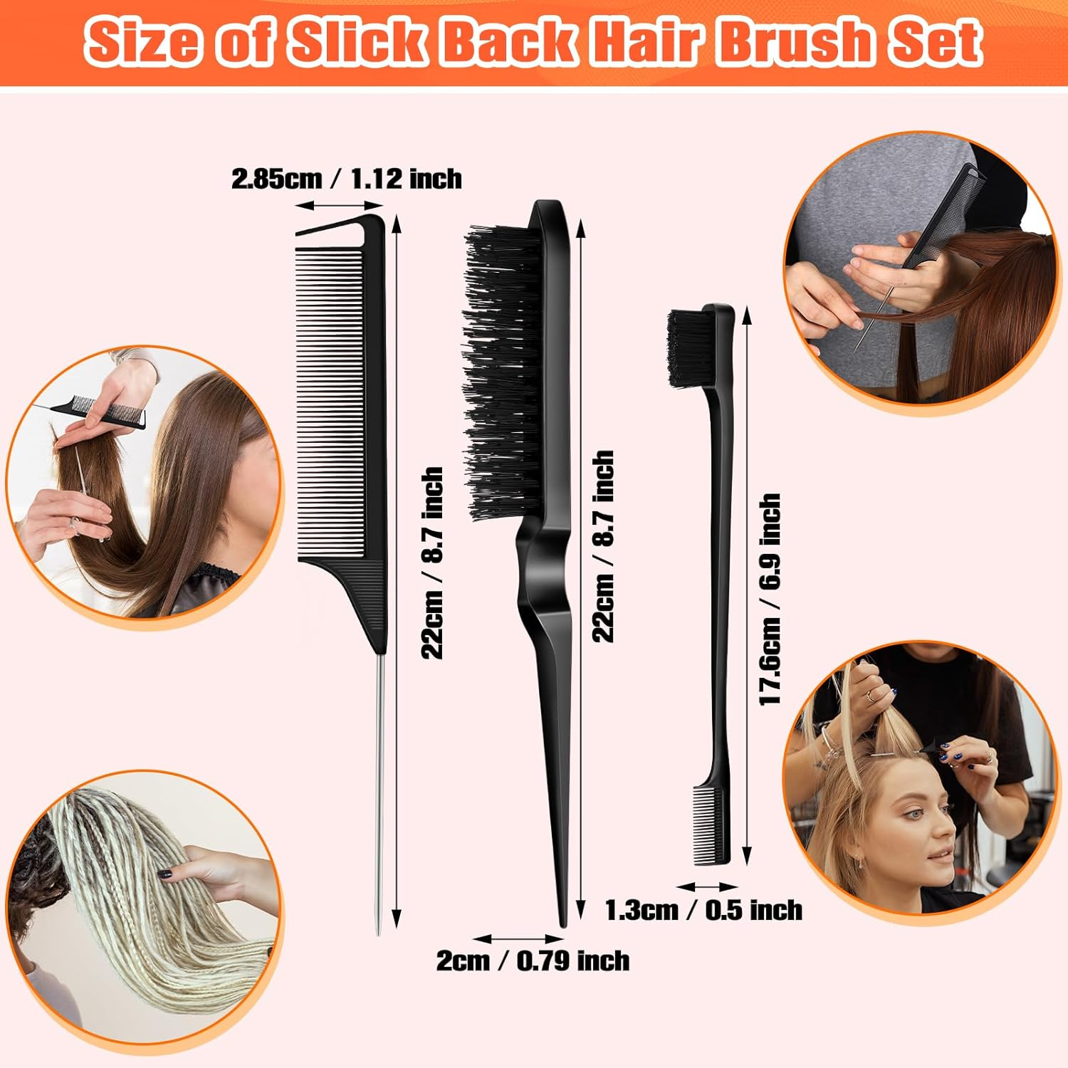 Teenyyou 160 Pcs Hair Bobby Pins Kit Dance Stuff Cosmetology Kit with Slick Back Hair Brush Set and Storage Box Hair Accessories Kit with Edge Bristle Brush Rat Tail Comb Dance Cheerleading(Black) image number 1