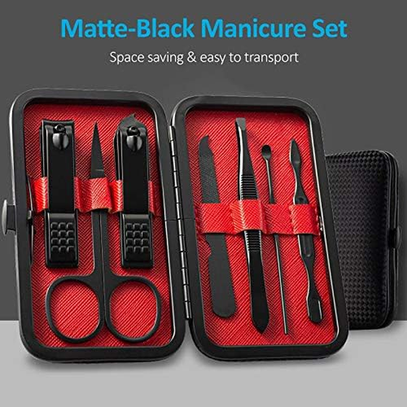 URWOOW 15 in 1 Professional Stainless Steel Nail Clipper Travel & Grooming Kit Nail Tools Manicure & Pedicure Set of 15Pcs with Luxurious Case Black Red image number 3