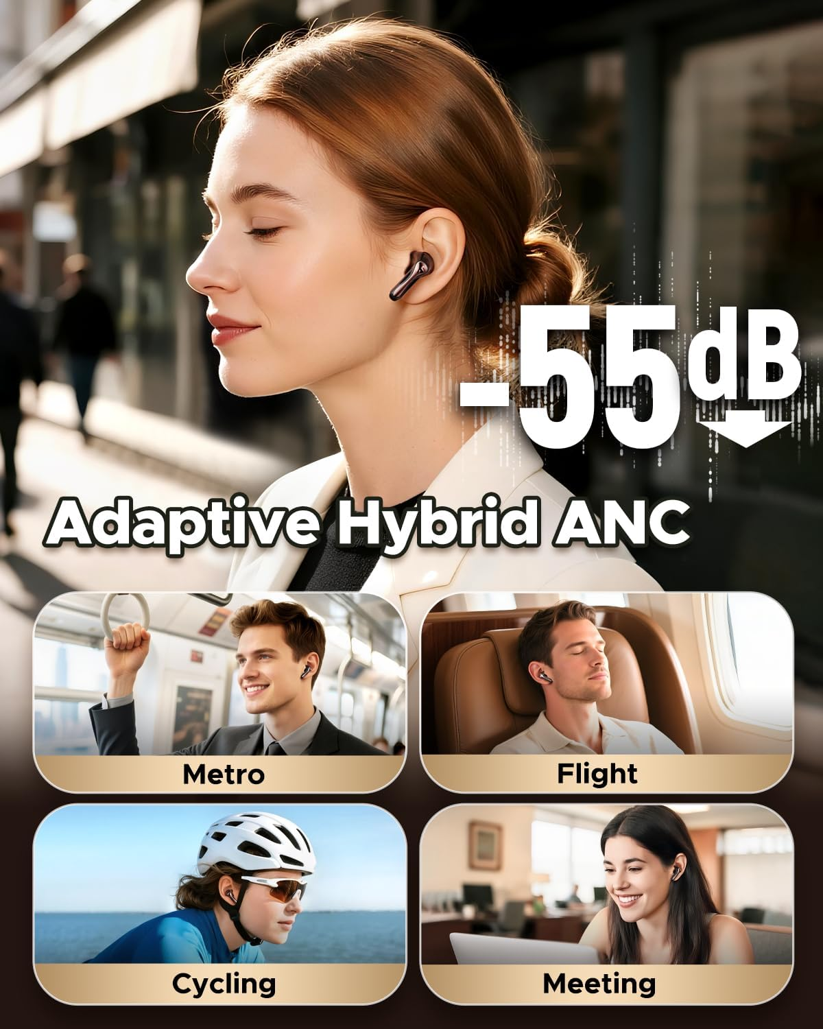 SOUNDPEATS Air5 Pro 55Db Adaptive Hybrid Active Noise Cancelling Wireless Earbuds, Qualcomm Snapdragon Sound, Aptx&trade; Lossless, LDAC LE Hi-Res Audio, 6 Mics AI CVC 8.0 Call, BT 5.4, Find Earphones