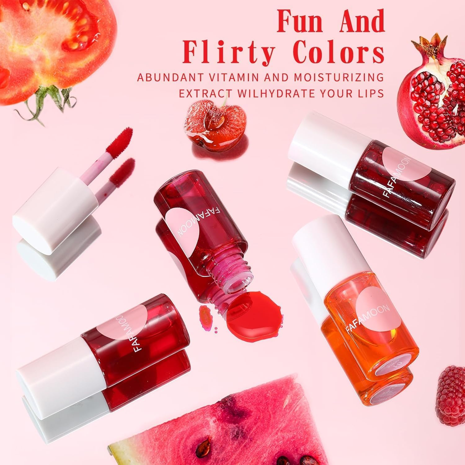 4 Colors Lip Tint Stain Mini Liquid Lipstick, Korean Water Tint Lightweight Non-Sticky, Waterproof Long Lasting Liquid Blush & Lip Stain, Transferproof (Apple & Strawberry & Watermelon & Cherry) image number 3