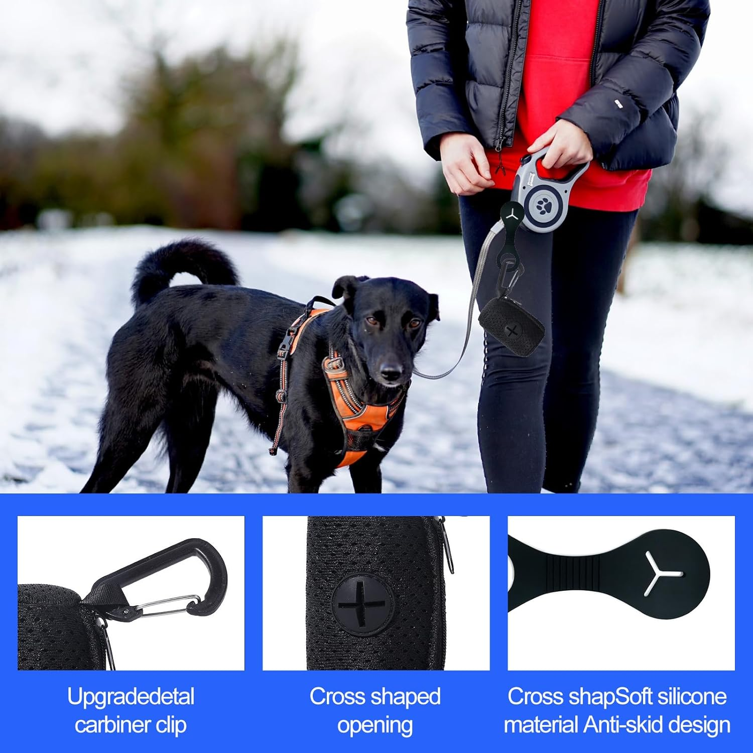 5 Pcs Dog Poop Bags, Dog Poop Bag Holder, Dog Poo Bags Silicone Handle, Pet Dog Poop Bag Dispenser, Pet Cleaning Supplies, for Leash Accessories image number 6
