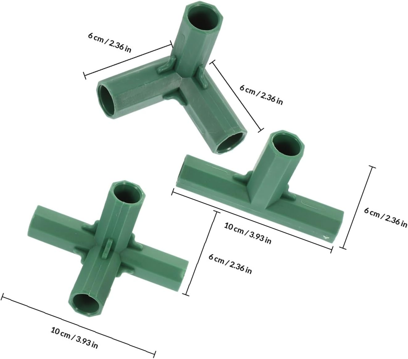 CORHAD 20Pcs Gardening Frame Connectors 16Mm Three-Way and Four-Way Joints for Greenhouse Tube Supports Garden Stake Connectors Suitable for Plant Support Structures image number 4
