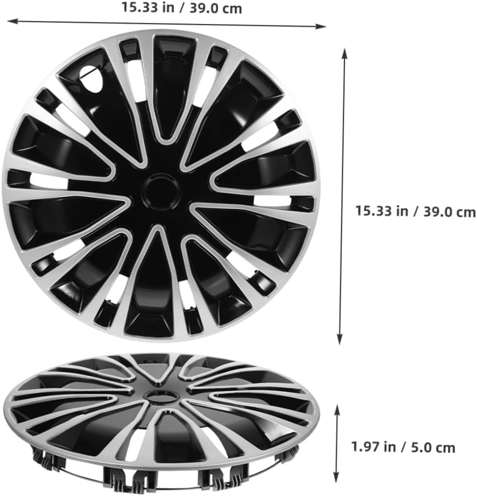 EXAOMBLE Universal 14-Inch Wheel Rim Cover Hubcap Car Wheel Hub Caps Silver Black Steel Alloy Covers for Vehicle Rim Protection and Exterior Decoration image number 4