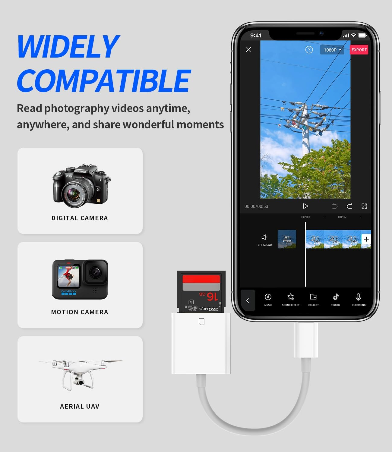 SD Card Reader for Iphone Camera Memory Apple MFI Certified Lightning Adapter Accessories Photo Photography Viewer Adaptador for 14 13 12 11 Pro Max X Xs Xr 8 7 6 plus Se Ipad Air Mini 2018 2019 2020 image number 5