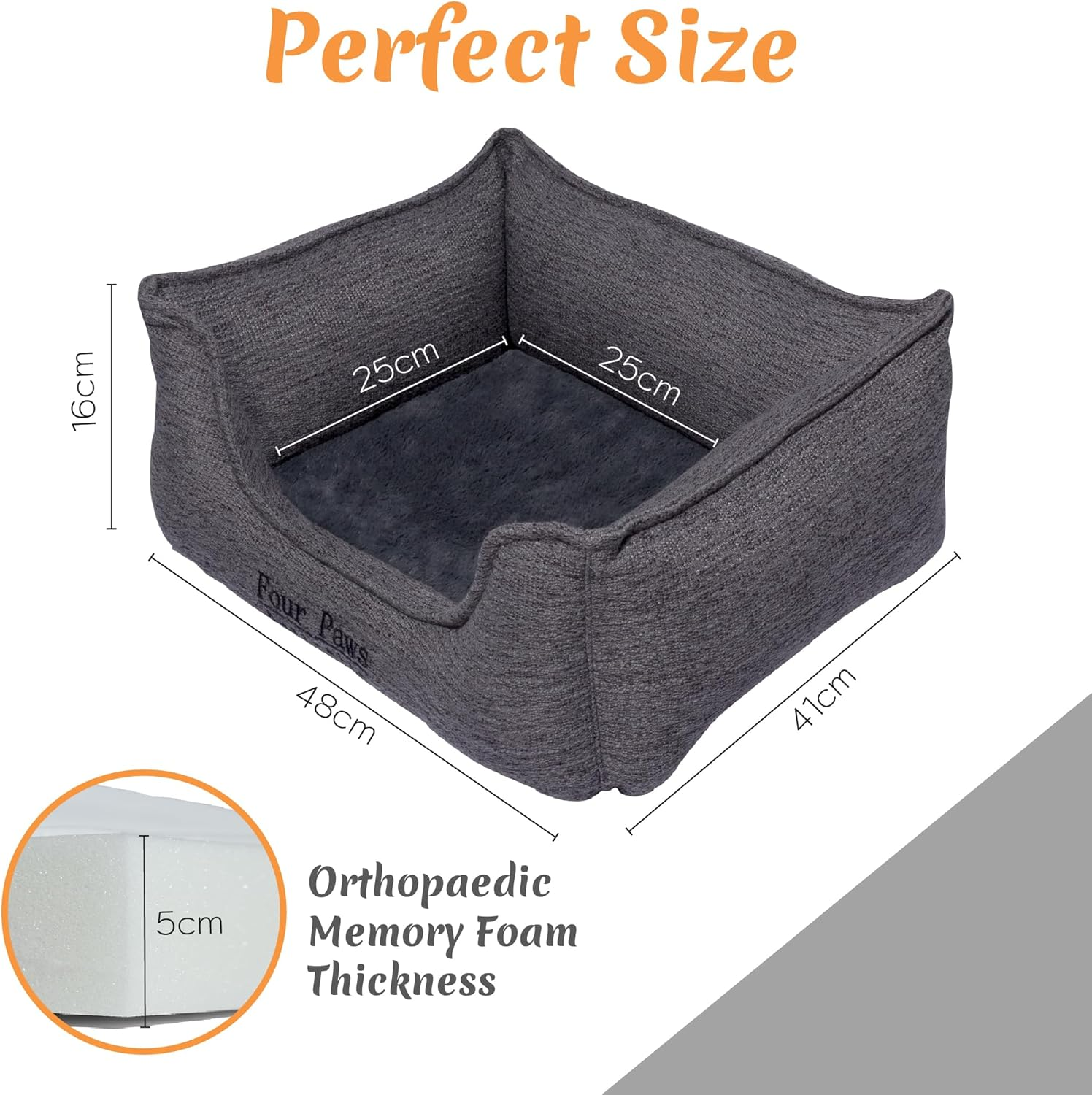 Small Dog Bed - Certipur-Us&reg; Certified Memory Foam, Plush Faux Fur and Jacquard Fabric with Anti-Slip Bottom, Easy-To-Clean Removable Cover image number 1