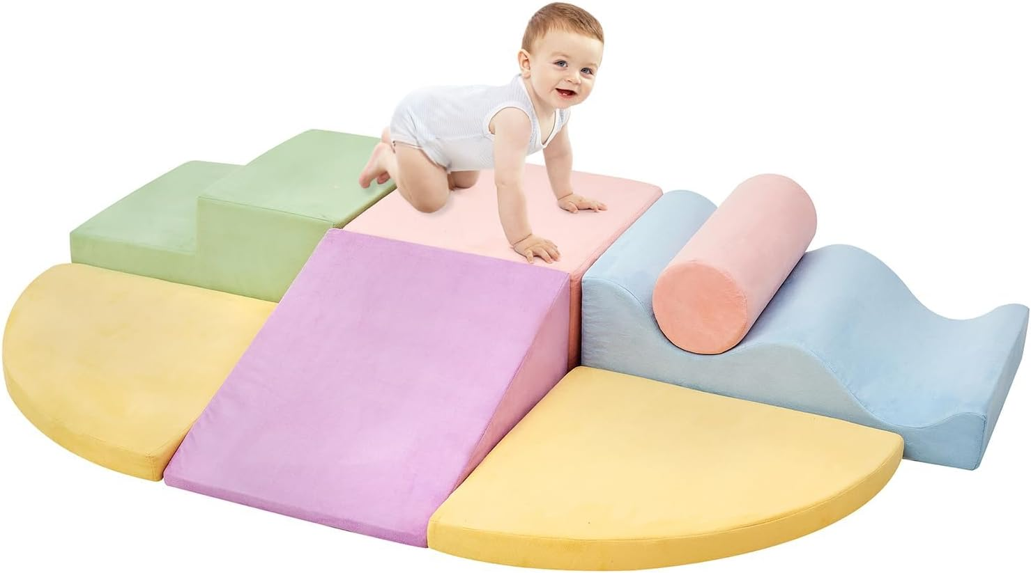 Climbing Toys for Toddlers, Toddler Climbing Toys Indoor, 7-Piece Soft Foam Climbing Blocks Set, Toddler Playtime Corner Climber Indoor Foam Play Gym for Crawling and Sliding image number 5