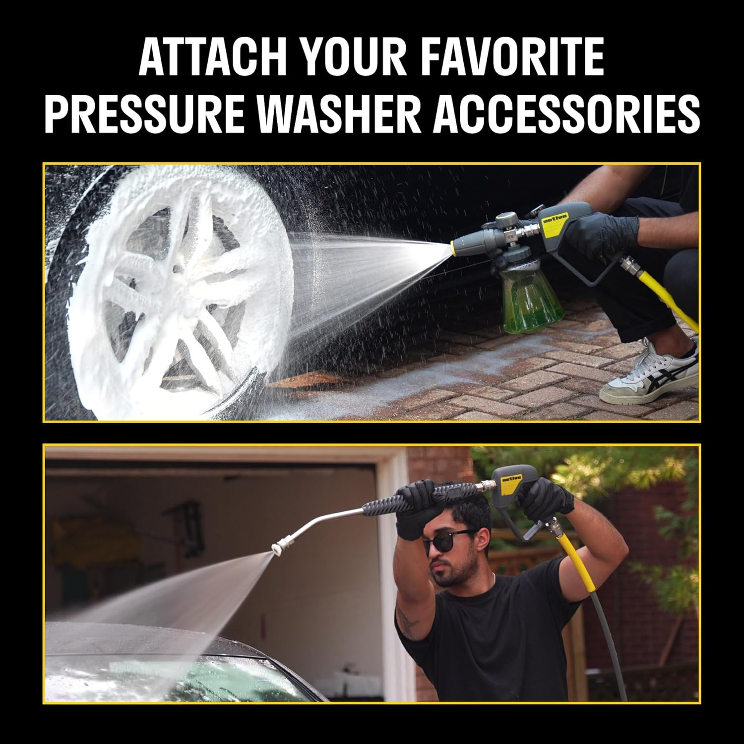 Active Premium Short Pressure Washer Gun with Swivel - Integrated 304 Stainless and 3/8/'' Inlet 1/4/'' Outlet Quick Connects Ideal for Washer Car Wash Foam Cannon Applications, Gray (JH50SS) image number 3