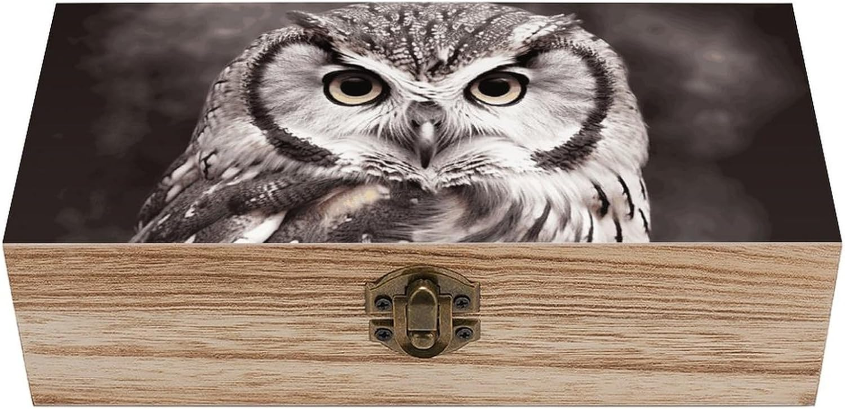 Owl Wooden Box Wood Wedding Keepsake Boxes with Lids Small Decorative Boxes Lightweight Wooden Memory Storage Box for Crafts Keepsakes Jewelry Photo Letter Storage image number 5