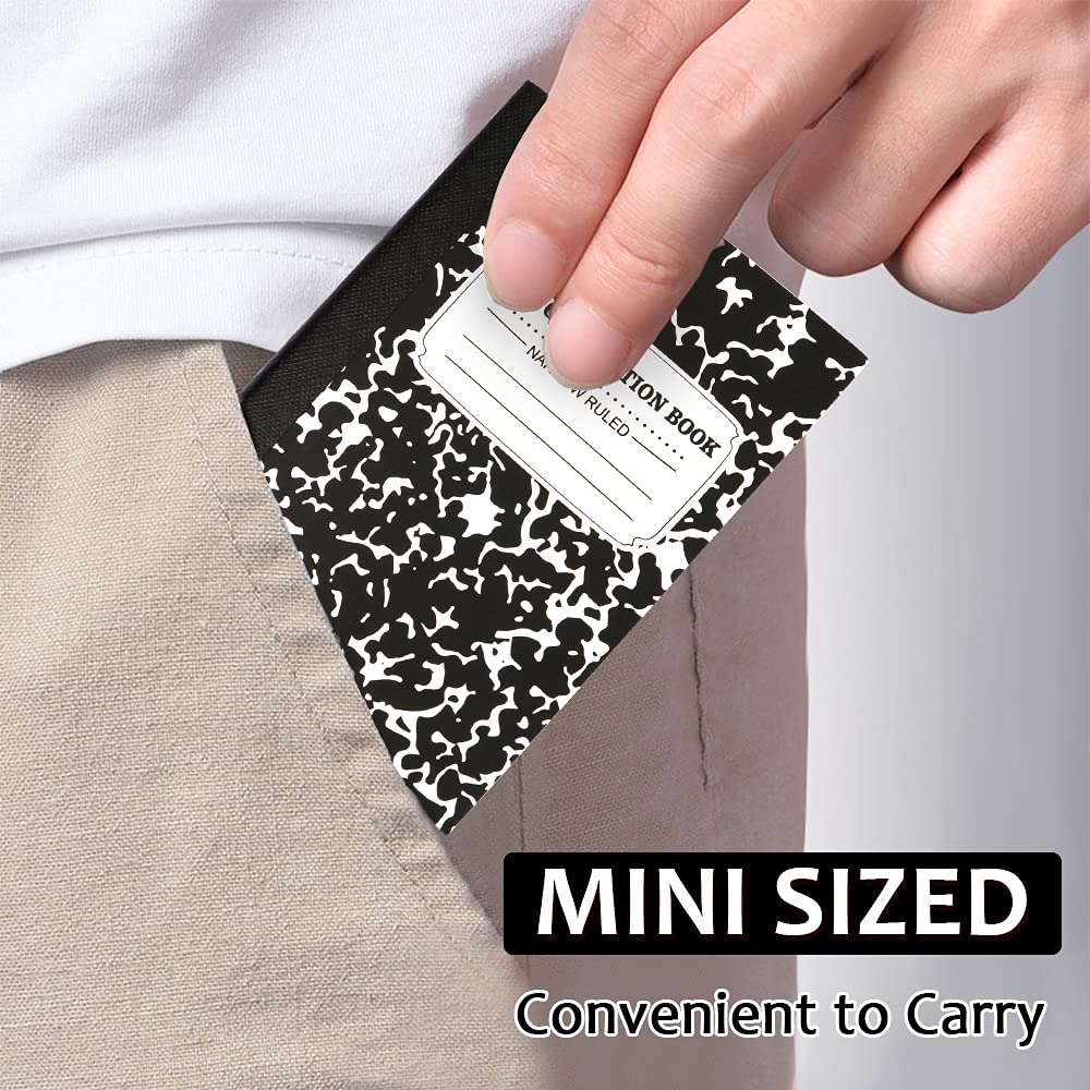 Mini Composition Notebook, Cute 30 Pack Black Narrow Ruled Mini Composition Books Bulk by Feela, Small Pocket Marble Journal Notebooks for Kids Students College Office, Pocket Size 4.5 X 3.25 In image number 1