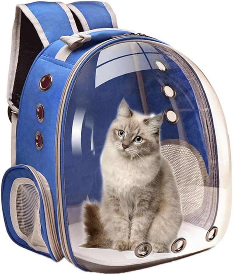 #N/A Durable Bubble Backpack Pet Carriers,Transparent Pet Breathable Travel Small Dog Cats with 3 Breathable Mesh Panels - Blue image number 5