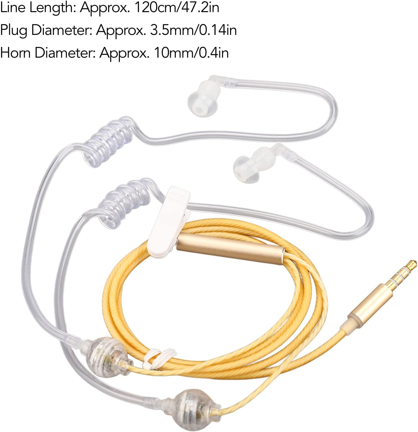 OEBUAFI Radiation- Noise Canceling Headphones, 3.5Mm Air Tube Headphones, Ergonomic Binaural Earbuds for Tablet Gym (Orange) - Orange image number 2