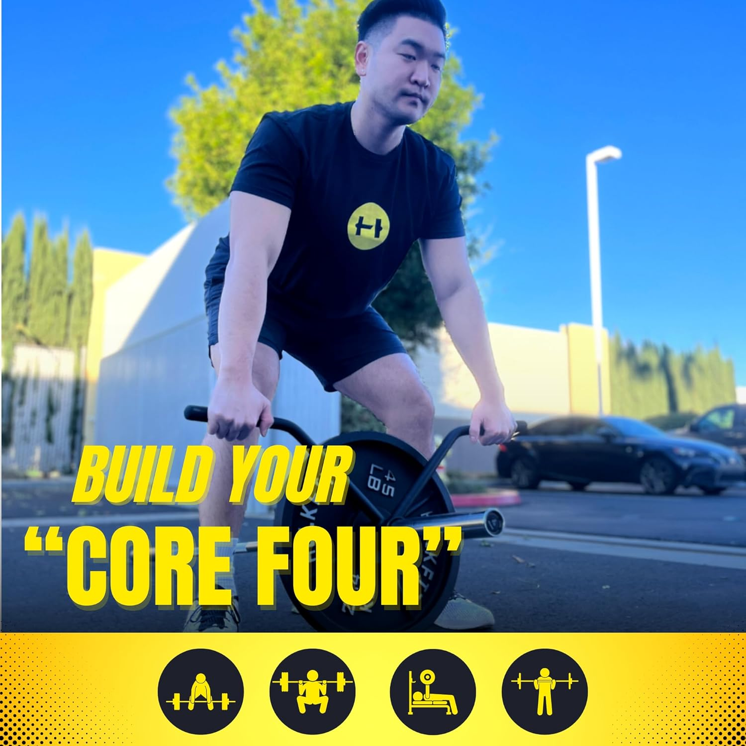 HULKFIT 2" Olympic Steel Weight Plates Set for Barbells - Black image number 4