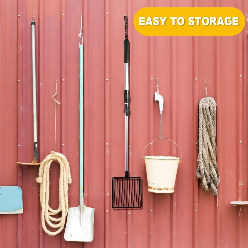 IONPSHG Chicken Poop Scooper 5.9Inch 3 in 1 Stretchable Chicken Poop Scooper Chicken Coop Accessories Sifting Shovel for Chicken Coop Chicken Litter Scoop Supplies Separating Poo and Debris from Sand