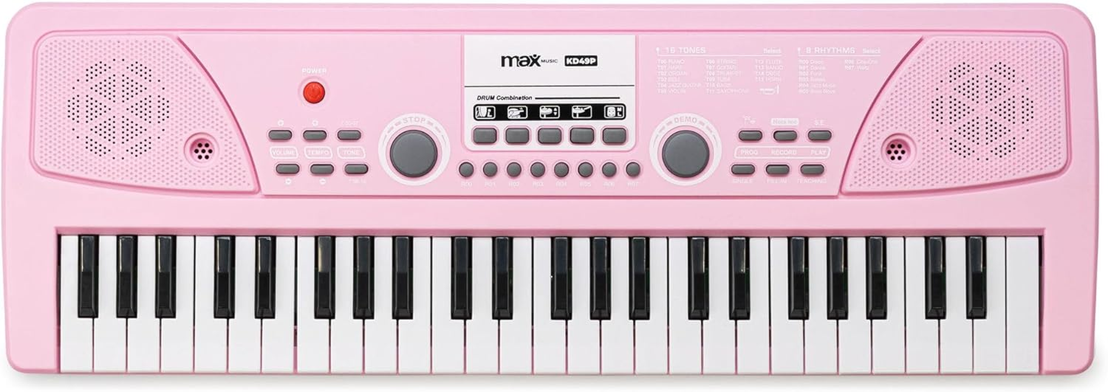 MAX KD49P Pink Electronic Keyboard 49-Keys with Built-In Rechargeable Battery Portable Music Keyboard (Pink) - Black image number 7