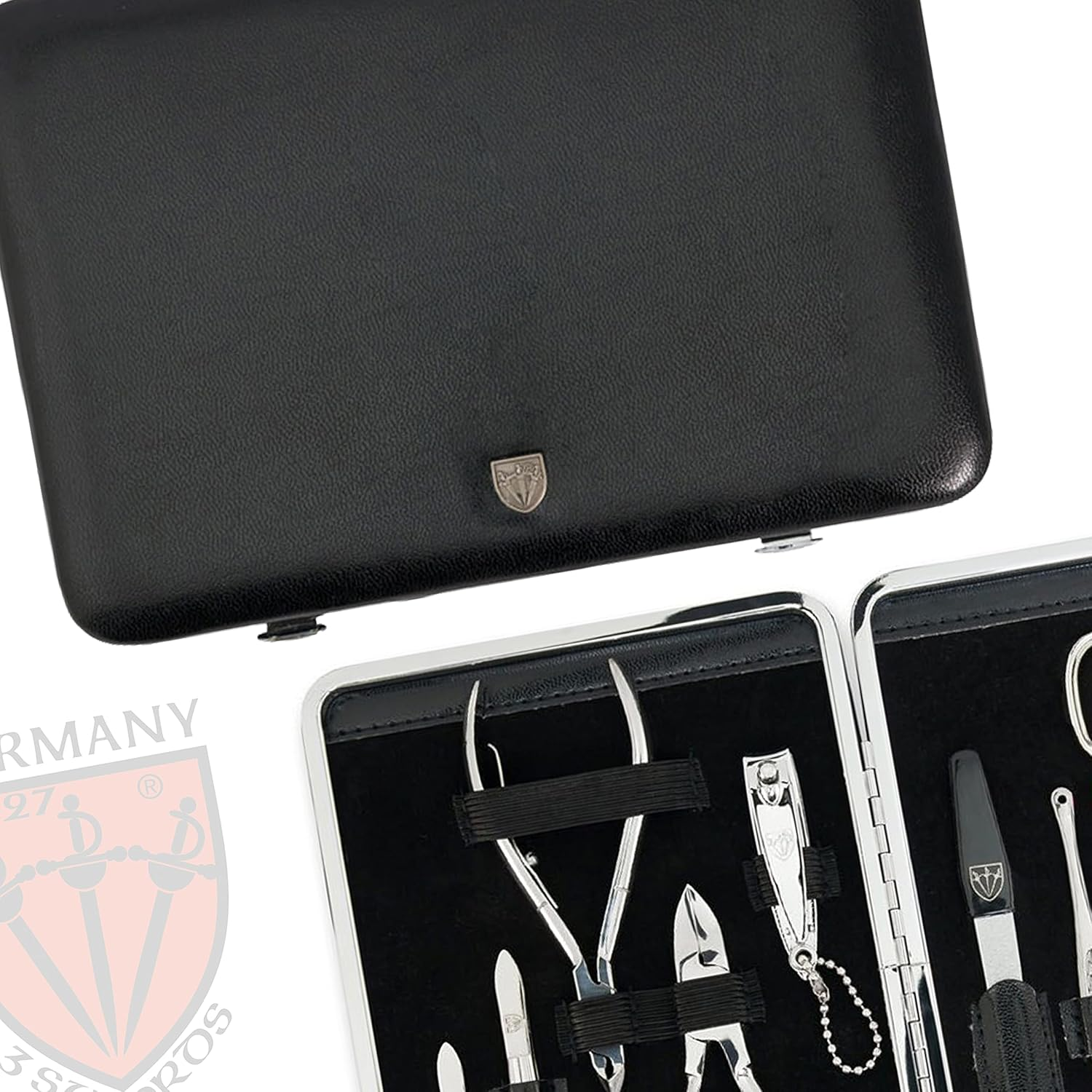 3 Swords Germany - Brand Quality 11 Piece Manicure Pedicure Grooming Kit Set for Professional Finger & Toe Nail Care Scissors Clipper Fashion Leather Case in Gift Box, Made by 3 Swords (Dfgl) Black - Ostrich Brown image number 6