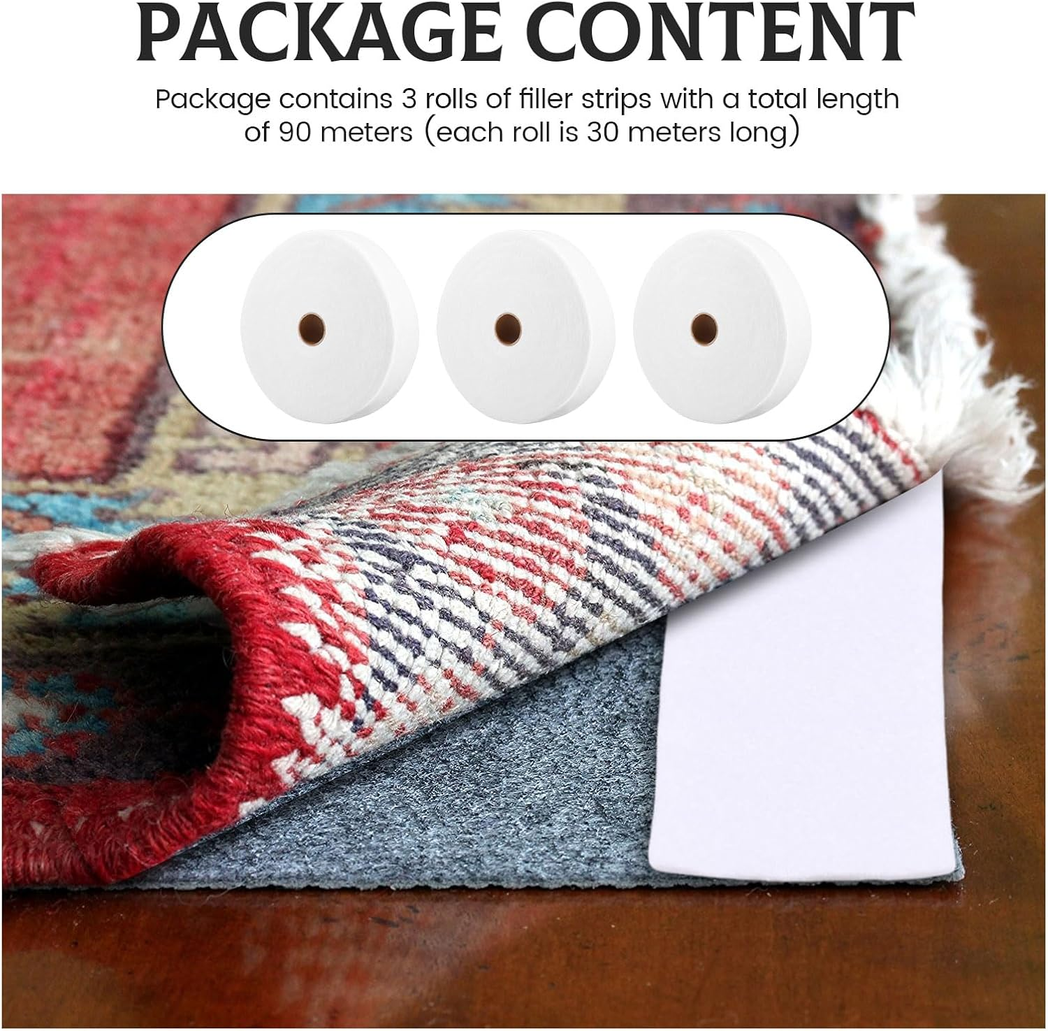 3 Rolls Jelly Roll Batting Strip Polyester Cotton Batting Jelly Roll White Quilt Batting Roll Flexible Quilt Batting for Jelly Roll Rugs, Throw Rugs,Braided Rug, Batting Strips image number 5