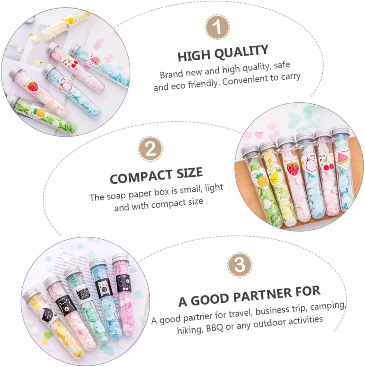 Yardwe 4Pcs Portable Scented Foaming Soap Slices Travel-Friendly Soap Flakes for Outdoor Hand Washing Disposable Bath Petals for Camping and Travel image number 6