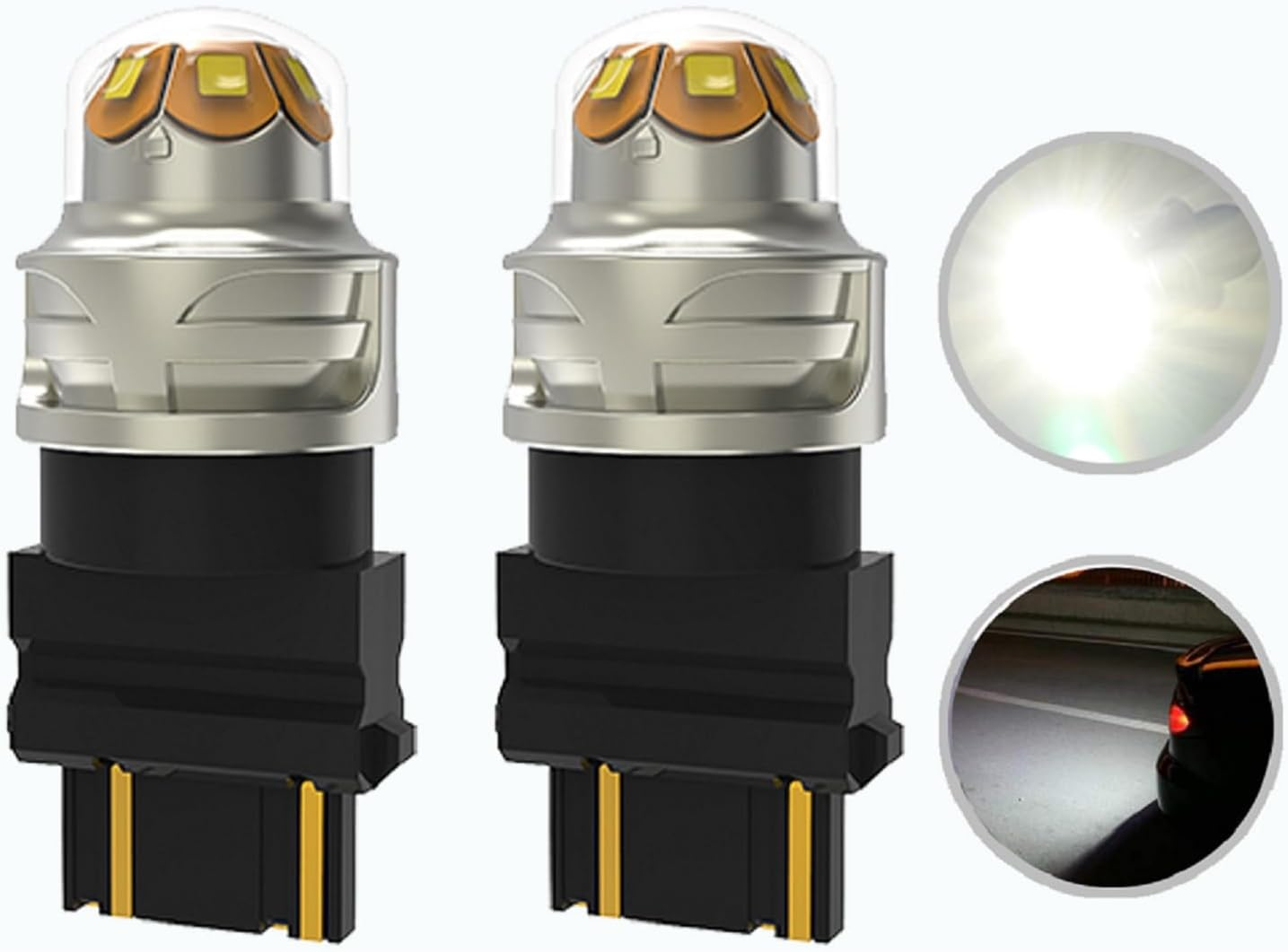 HOCOLO 3157 3156 3357A 3457A 3047 6000K Xenon White Ultra Bright Car LED Light Bulbs-Backup Reverse Turn Signal Switchback Tail Brake Lamp Projector(2Pcs 3157 3057 3155 3357 3457 4057 4114 4157 3056) image number 6