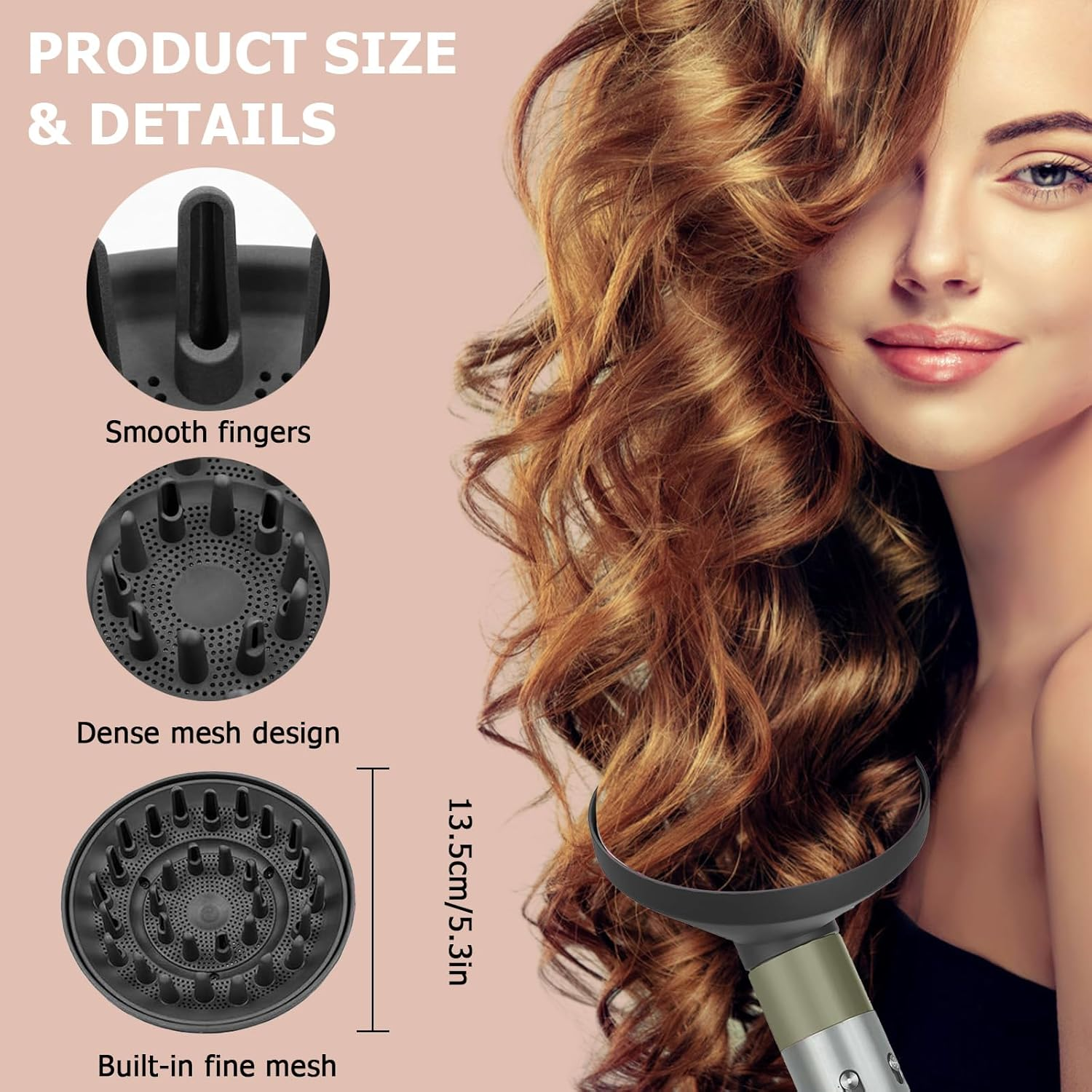 Upgraded Diffuser Attachment Compatible with Dyson Airwrap, Hair Dryer Diffuser Nozzle Attachment for Airwrap Styler, Lightweight Travel Hair Tool for Home & Salon Styling image number 4