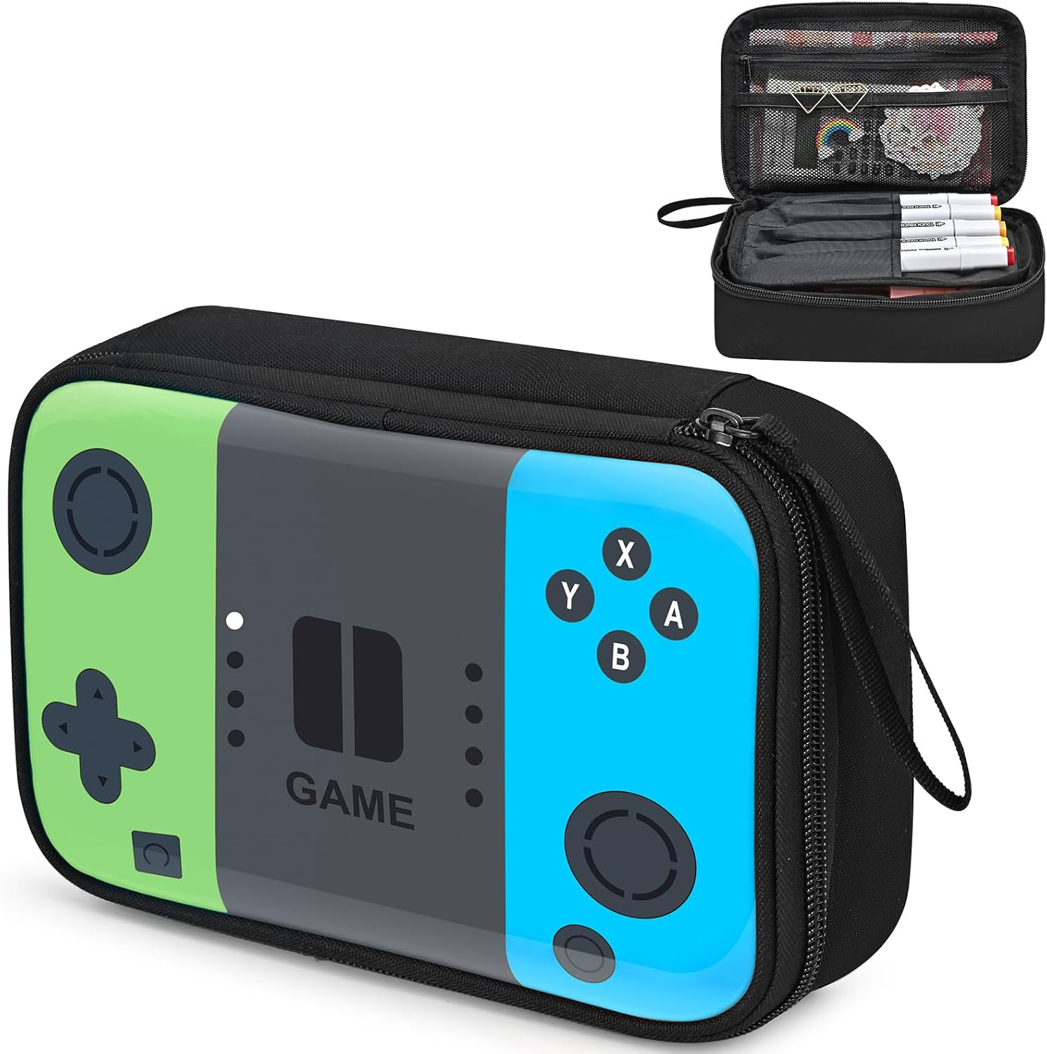 Gamer Pencil Case for Boys, Large Cute Pencil Pouch for Kids Teens with Handle, Sturdy School Supplies Marker Pen Organizer, Big Pen Box Pouch Pencil Bag for Art Office Student School Supply