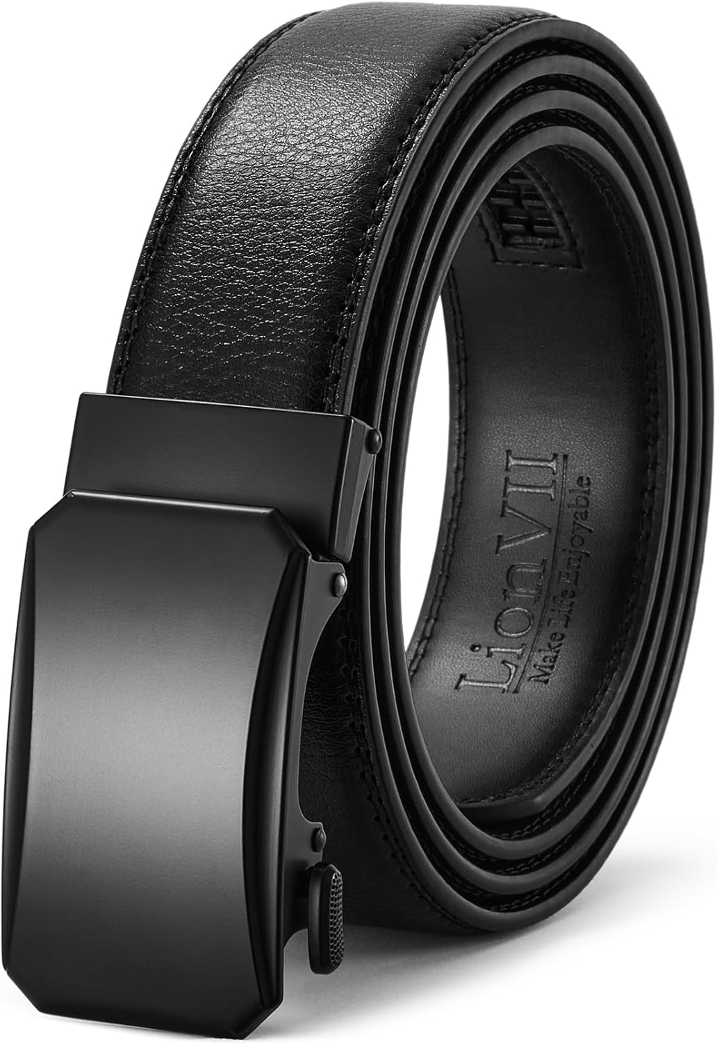 Lionvii Men'S Ratchet Belt - Genuine Leather Belt for Dress and Casual with Automatic Buckle, Adjustable Trim to Fit 29"-50"(35Mm Wide)