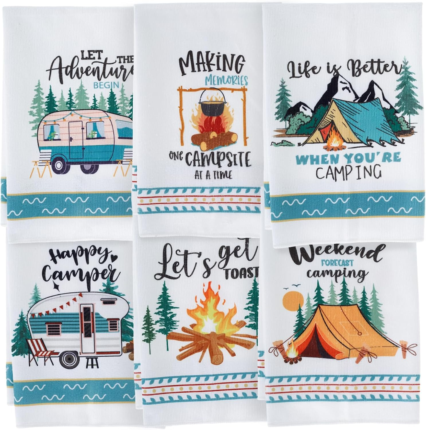 4/6 Pcs Camping Kitchen Towels Microfiber Camper Dish Towels Printed with Funny Sayings Absorbent Dish Towels Novelty Kitchen Hand Towels Decorative Tea Towels for Kitchen Bathroom Home (4Pcs) image number 5