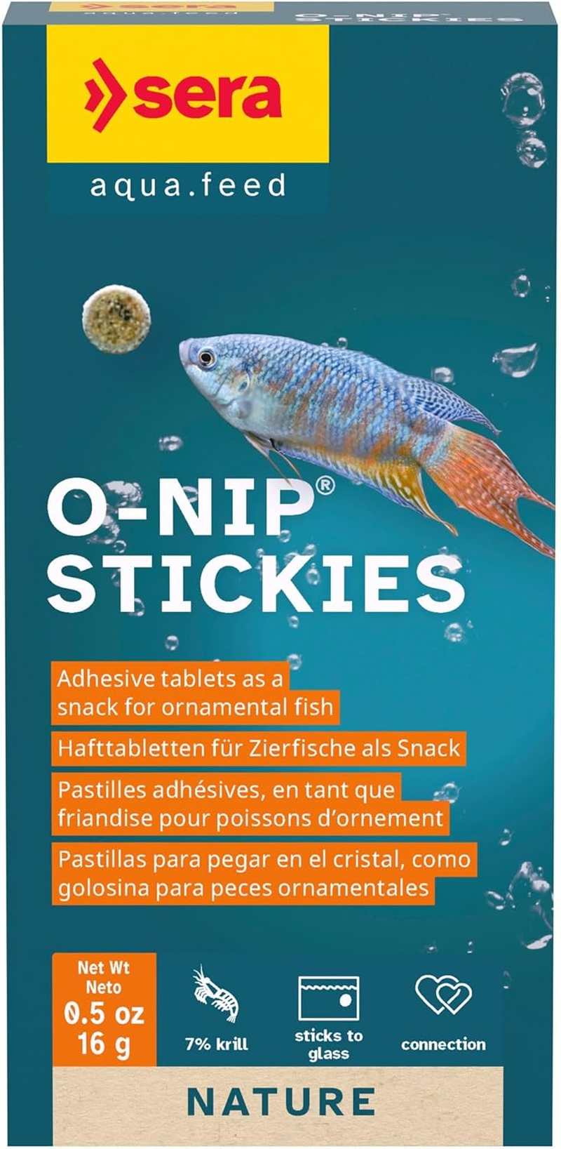 Sera O-Nip Stickies, Adhesive Tablets as a Snack for Ornamental Fish with Krill, Bloodworms, Tubifex and Gammarus, for Freshwater Aquariums, 100Ml (62G) image number 1