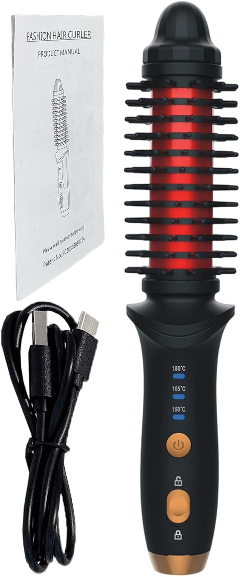 Rechargeable Curling Tool - Small Hair Curling Iron, Travel Cordless Heated round Brush | Usb Rechargeable Large Capacity Heat Styling Curling Brush,3 Gear Temperature Grooming Tool for Business Trip image number 2