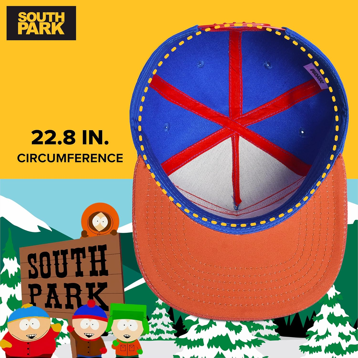Concept One South Park Cap, Adjustable Snapback Baseball Hat with Flat Brim, Blue, One Size image number 5