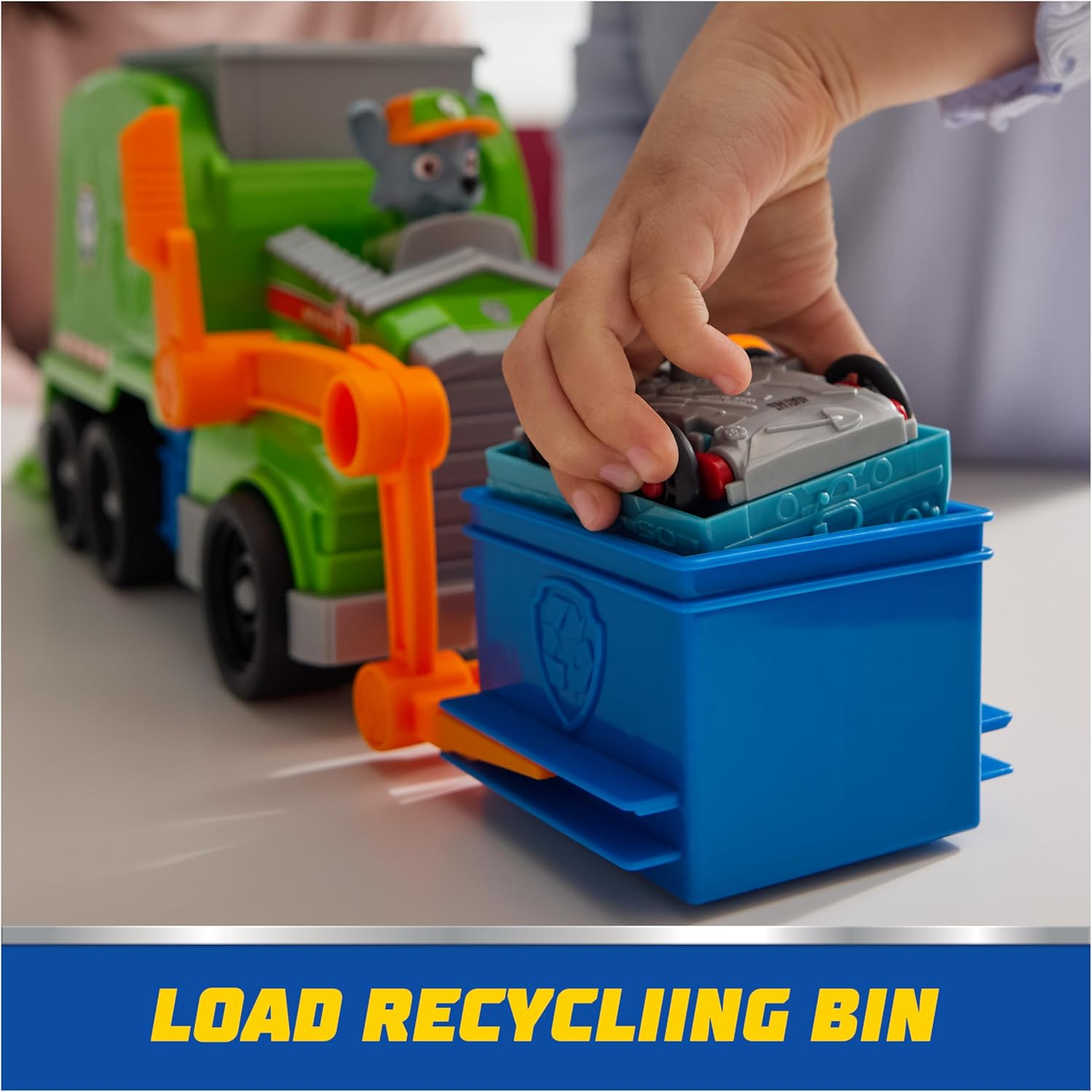PAW Patrol: Crush N&rsquo; Roll Recycling Truck with Rocky Action Figure & Transforming Compacted Trash Vehicle, Kids Toys for Boys & Girls Ages 3 and Up image number 1