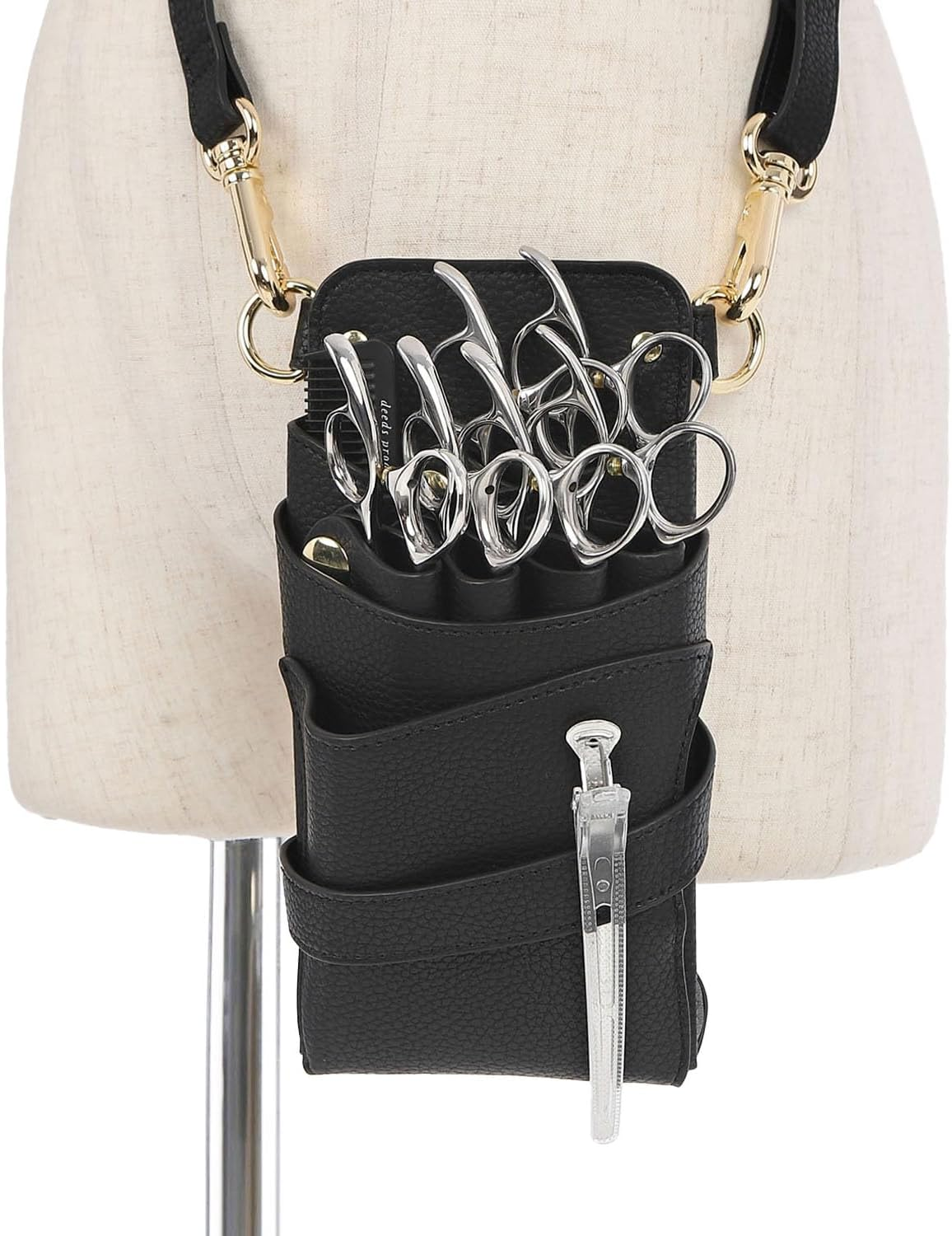 Dees Products Siena Black Gold Hardware Scissor Case Black image number 3