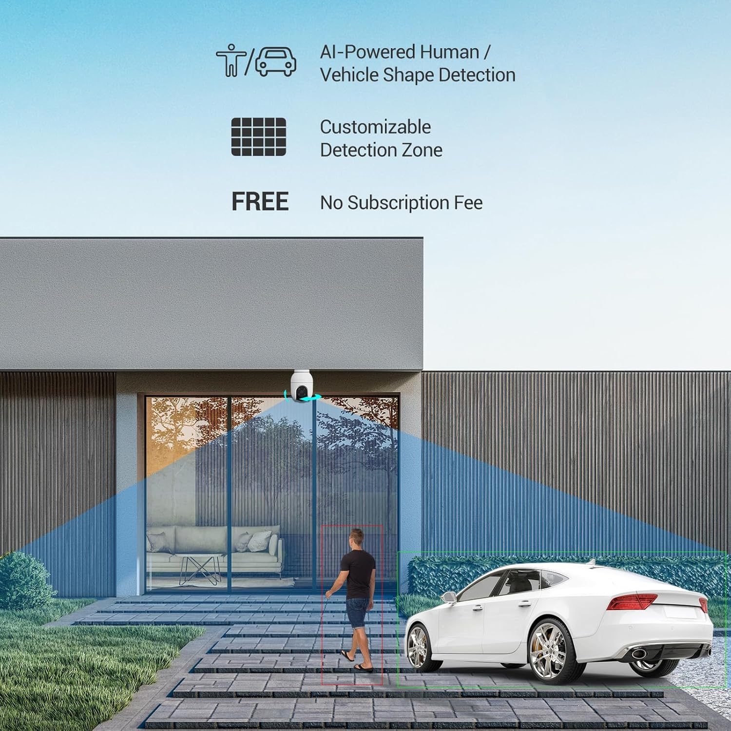 EZVIZ 3K Outdoor Security Camera, 360&deg; PTZ Wifi Camera, Ai-Human/Vehicle Detection, 2-Way Talk, Color Night Vision, Waterproof, One Click Return for Home Security Camera (C8C 5MP) image number 2