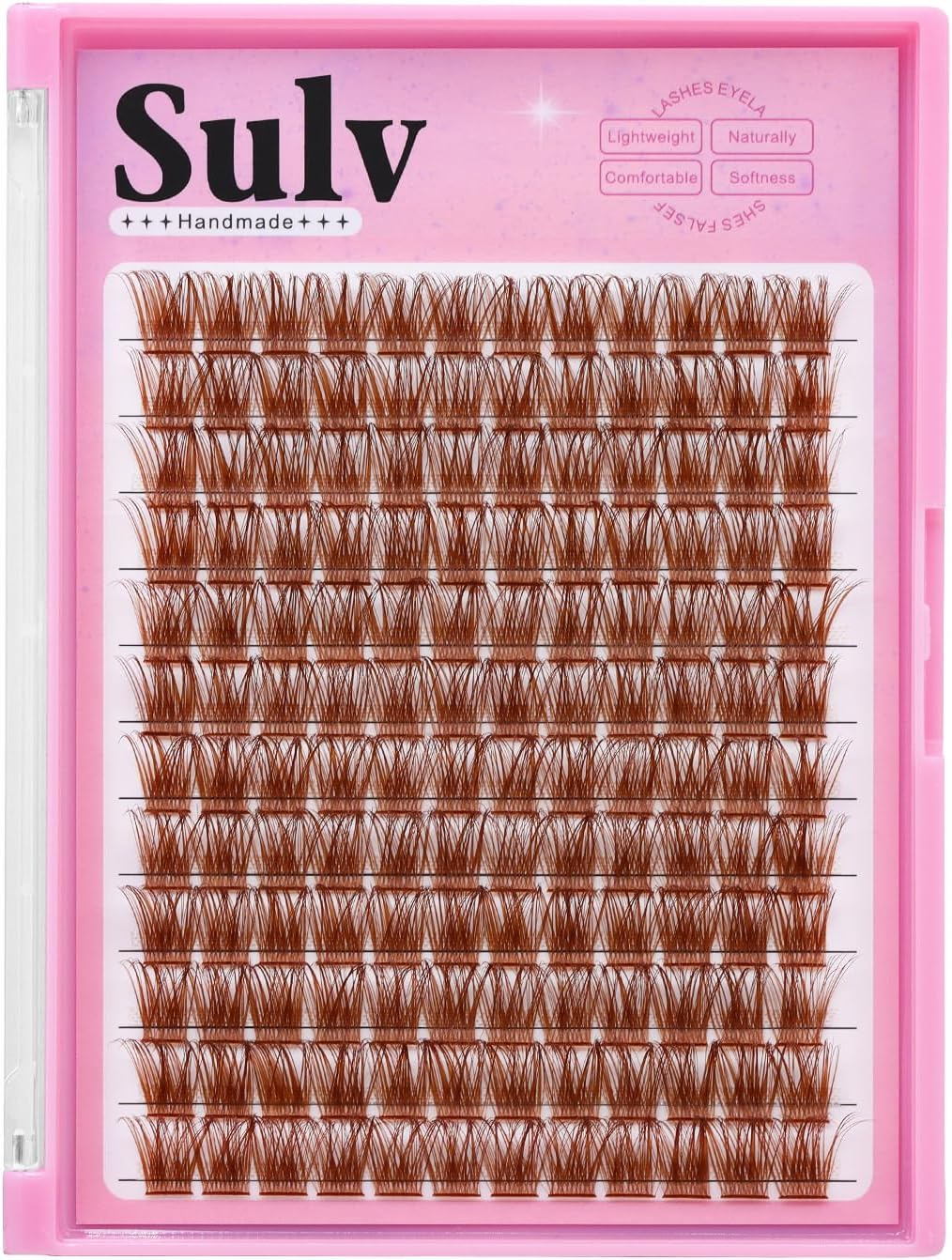 SULV Light Brown False Eyelashes Clusters 144Pcs D Curl 8-20Mm Mixed Eyelash Clusters Eyelash Extensions Soft Comfortable Material Dramatic Eye Lash (C#Zz-Light Brown-12-14-16Mm Mixed)