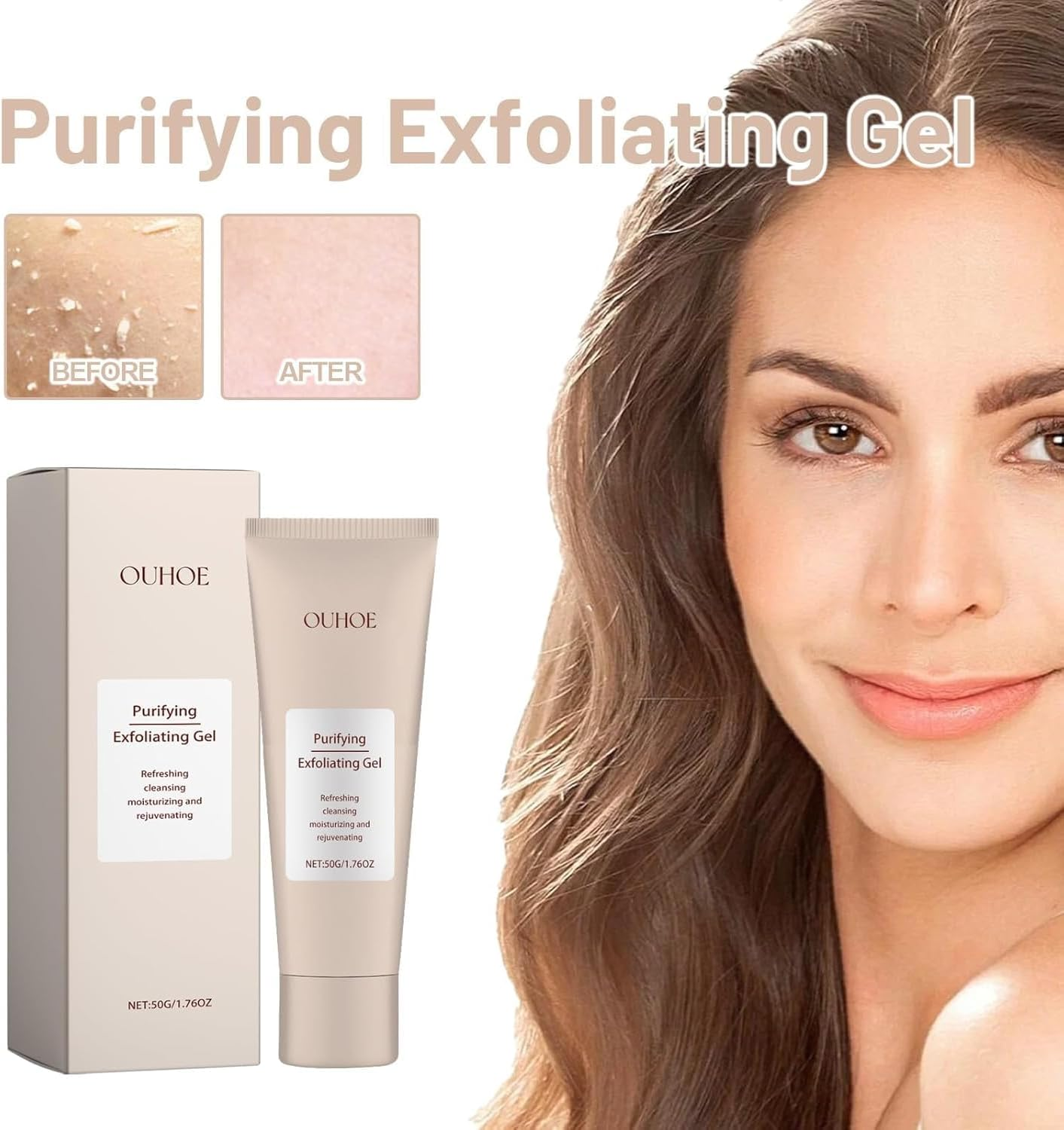 Purifying Exfoliating Gel,Facial Purifying Cleanser, Gel Scrub for Face,Gentle Exfoliating Facial Cleanser for All Skin Types(2Pcs) image number 6