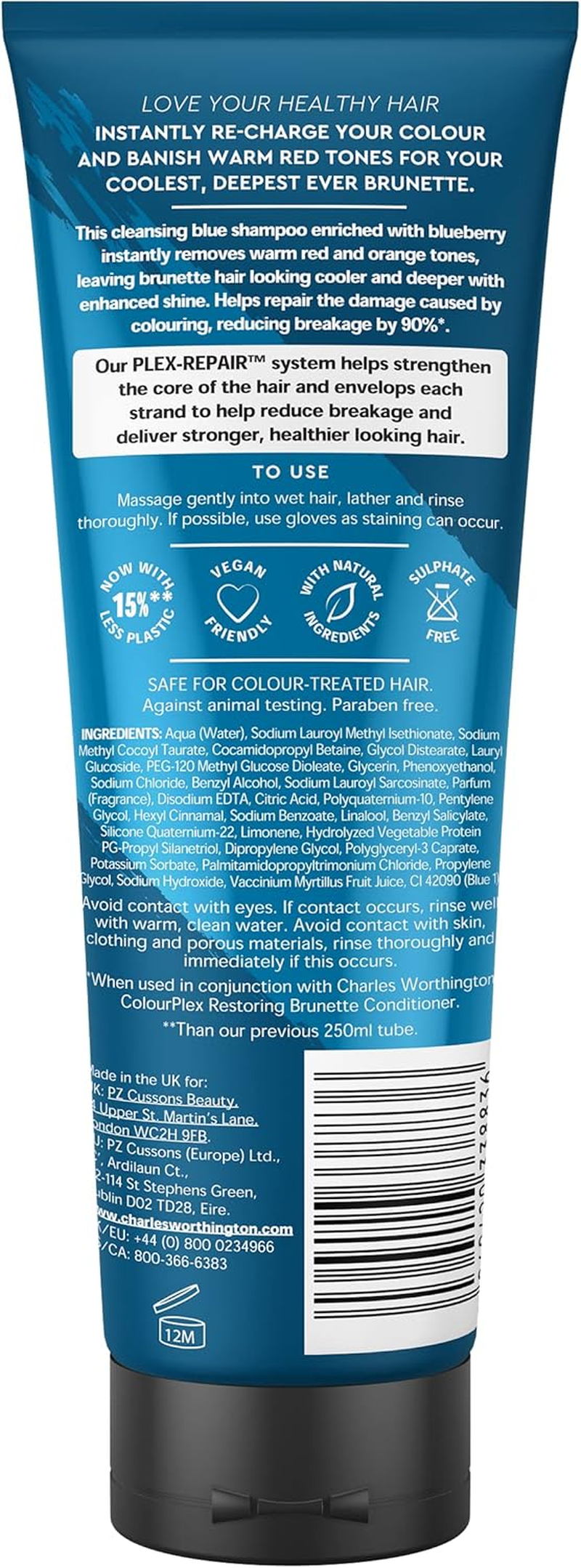 Charles Worthington Toning Blue Shampoo 250Ml image number 2