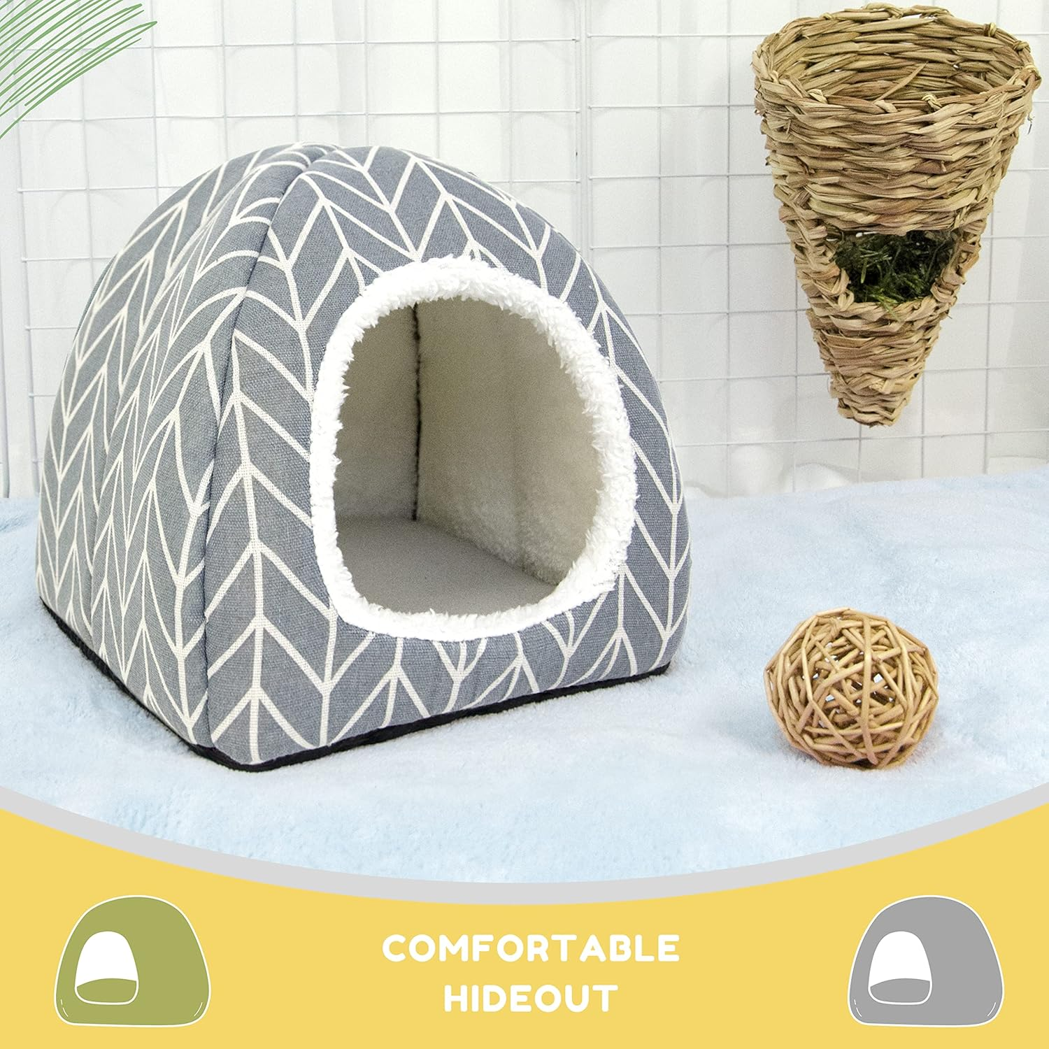 2 Pack Guinea Pig Hideout Bed Dwarf Rabbit House Cave Accessories Cozy Hide-Out for Little Bunny Hedgehog Ferret Chinchilla&Other Small Animals image number 3