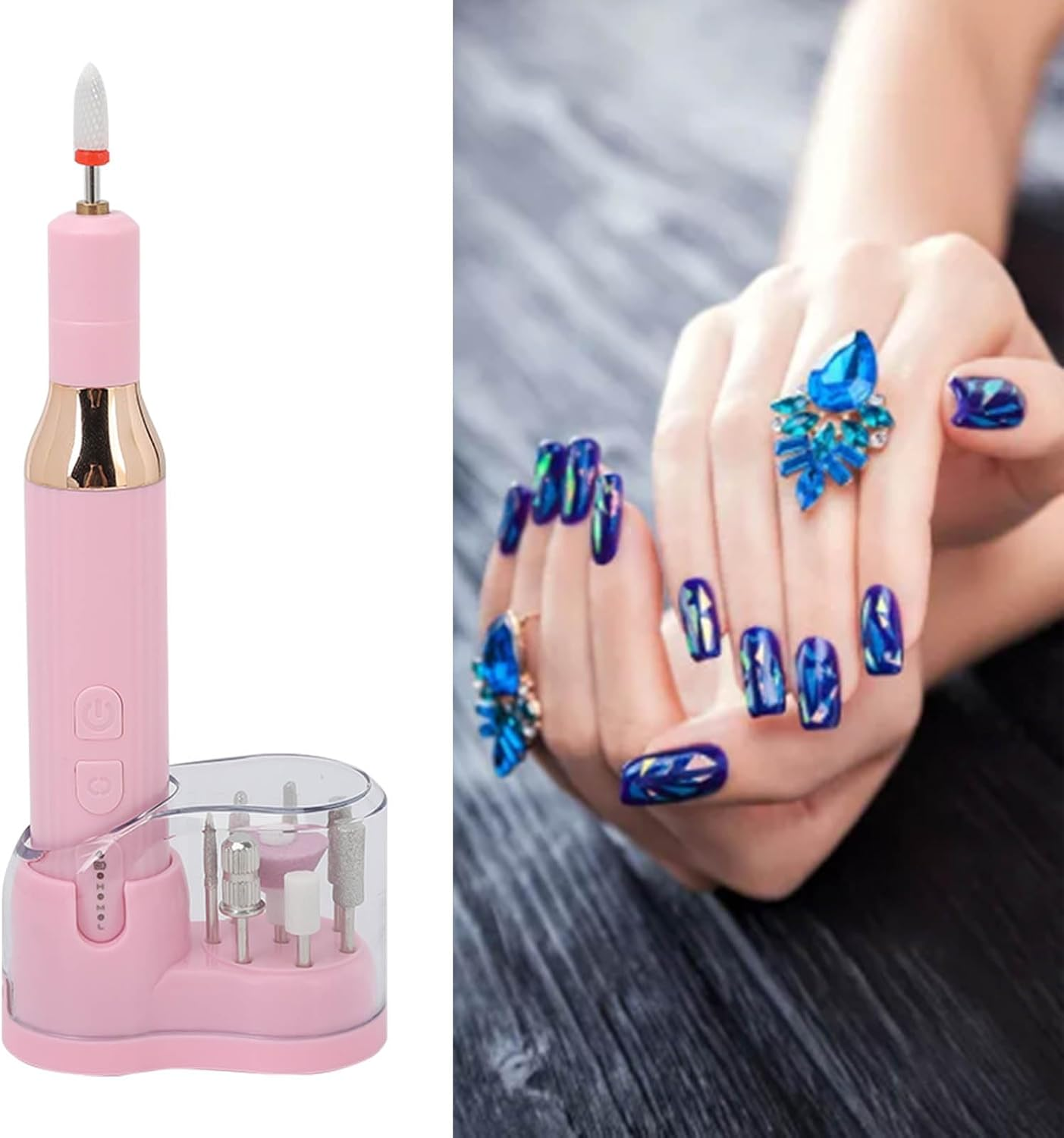 Electric Nail Drill, Nail Polisher, Dual Type C, Rechargeable, Portable, Rechargeable, Nail Polisher, Pen Type, Electric Nail Grinder for Nail Salon, Home, Travel