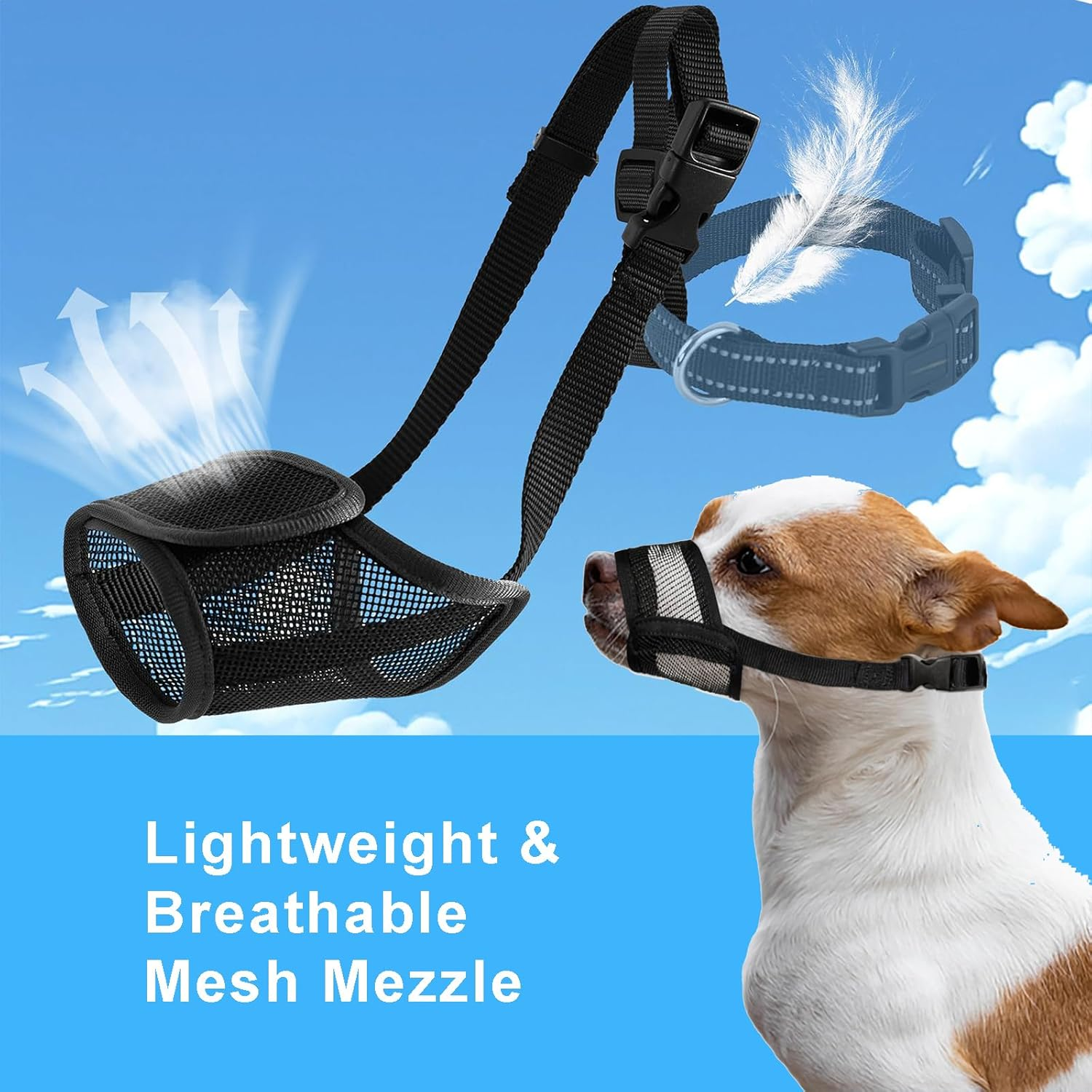 Velmoriah Dog Muzzle for Small Medium Large Dogs, Soft Air Mesh, Breathable Muzzle Drinkable Cover to Prevent Biting for Chihuahua, German Shepherd, Bulldog (S) image number 5