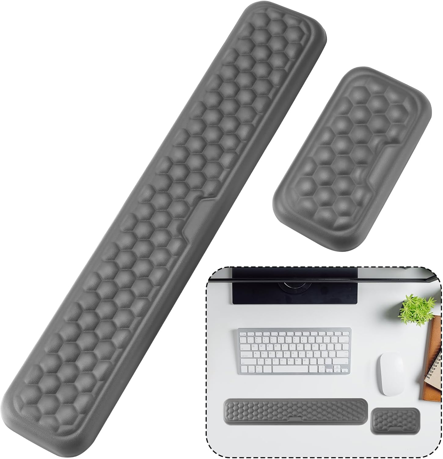 Hcskoss Keyboard Mat Set - Keyboard Wrist Rest Elbow Rest Pad Keyboard Mat Ergonomic Keyboard Mouse Pad with Wrist Support,Soft Memory Foam & Anti-Slip Base & Pain Relief for Office,Computer Gaming image number 5