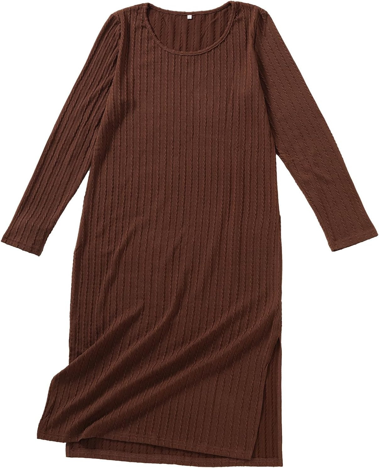 Side Slit Rib Knit Maternity Dress Long Sleeve Bump Fit Midi Dress for Baby Shower image number 6