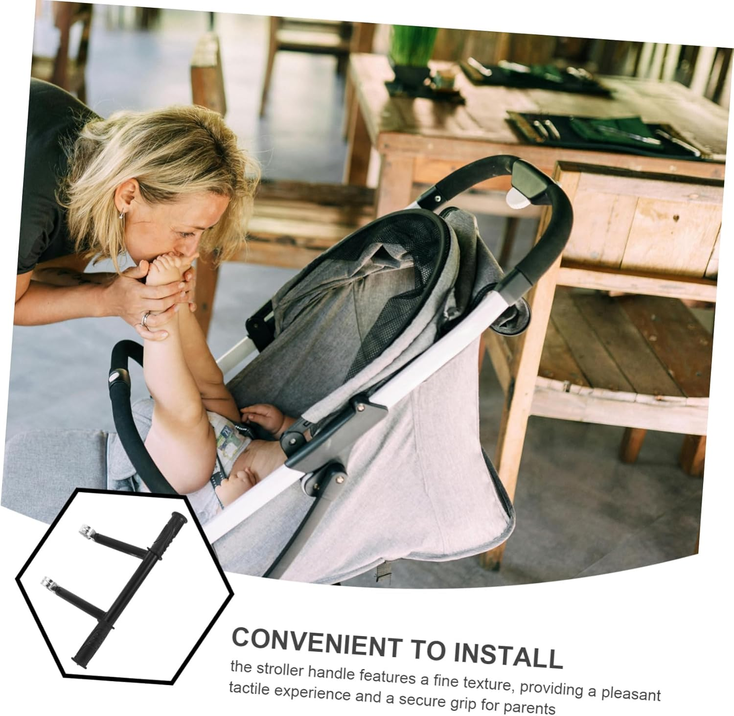 Iplusmile Stroller Handle Extender with Ergonomic Design Height for Comfortable Pushing Textured Grip for Stroller Accessory for Parents of All image number 3